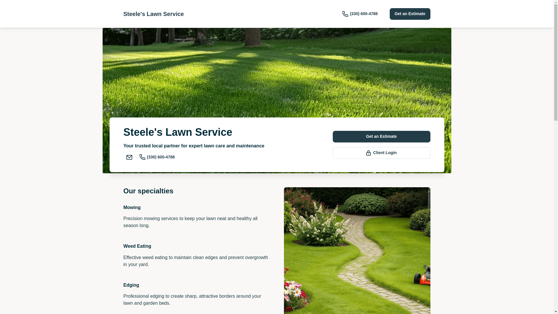 website screenshot of https://steeleslawnservice.com/