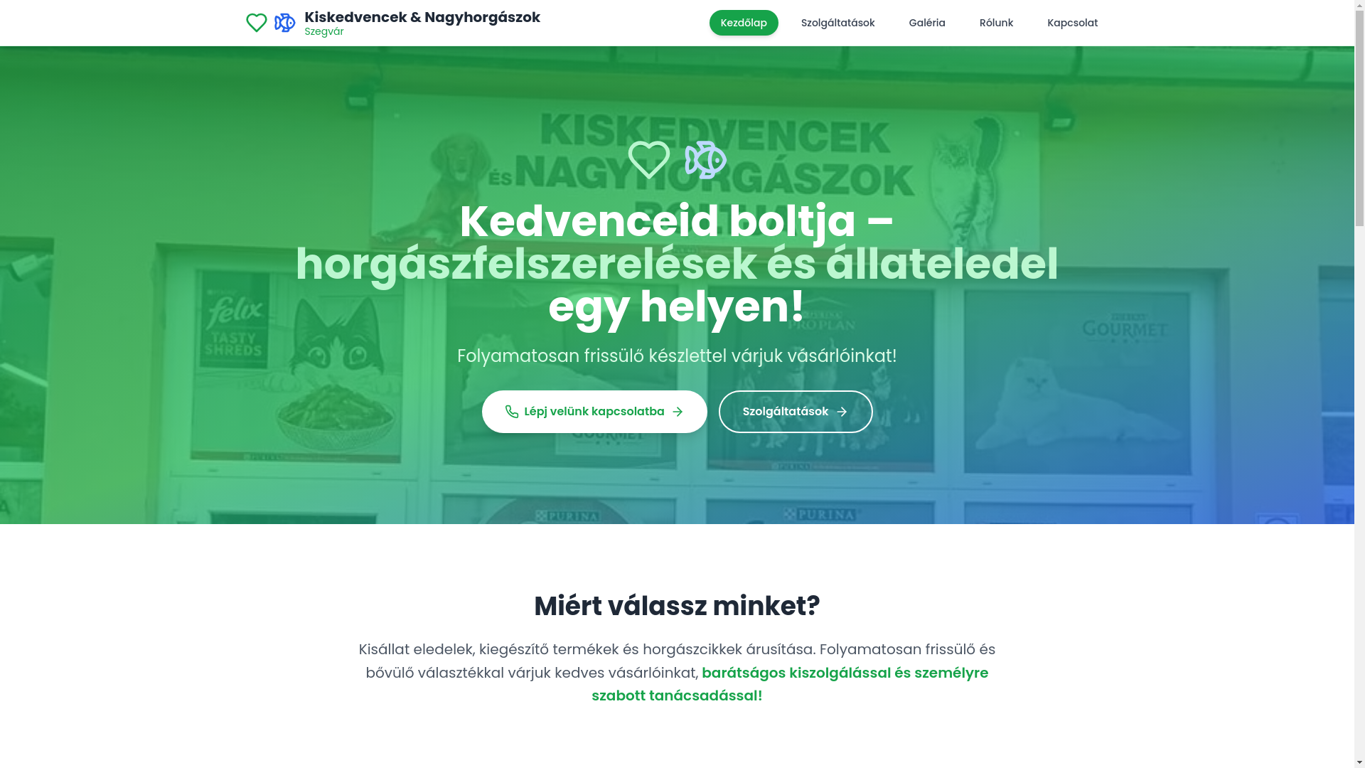 website screenshot of https://kiskedvencek-nagyhorgaszok-boltja.hu/