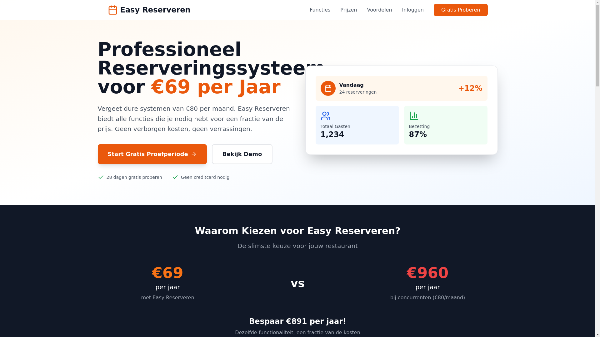 website screenshot of https://easyreserveren.com/