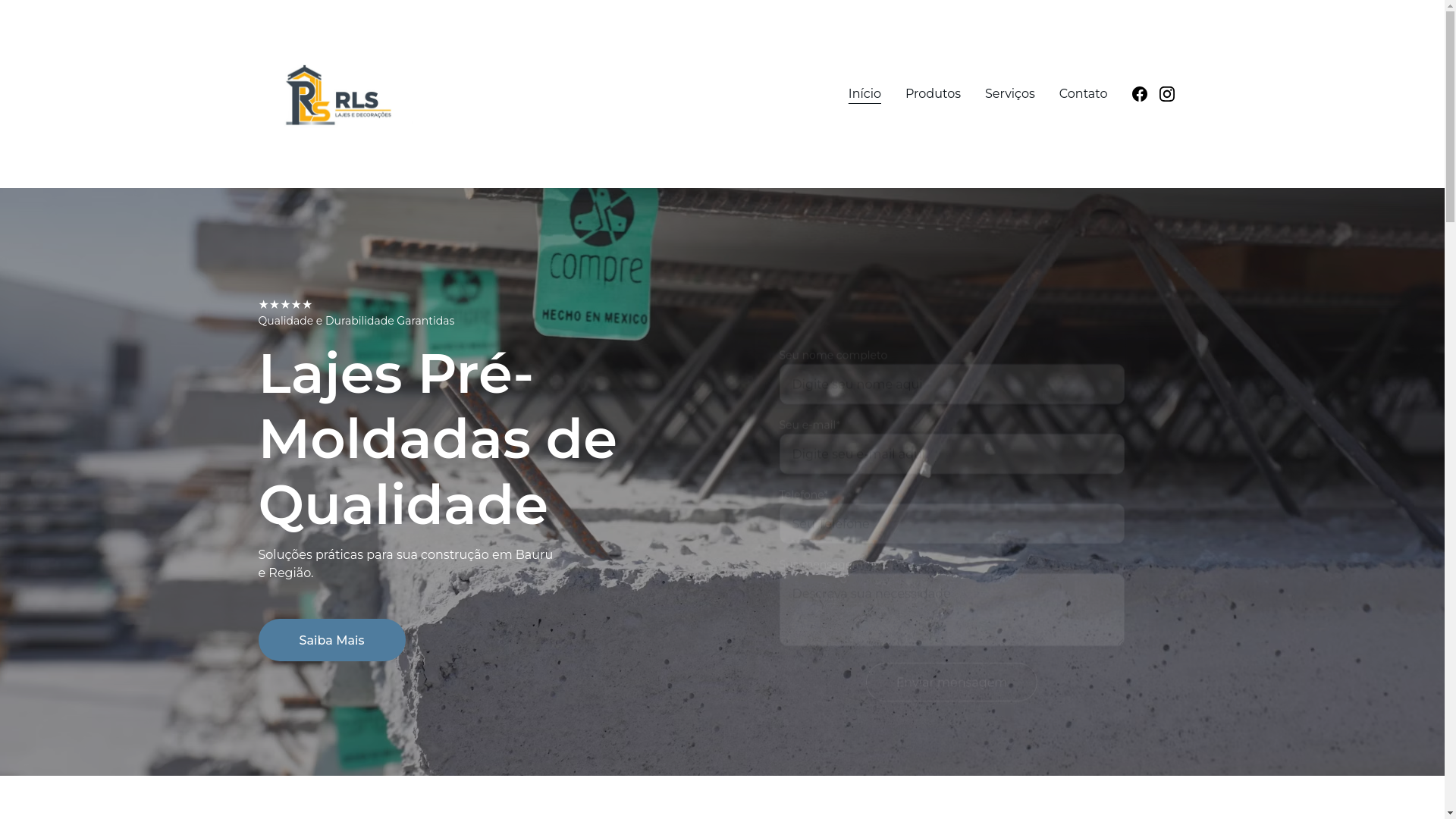 website screenshot of https://rlslajesedecoracoes.com.br/