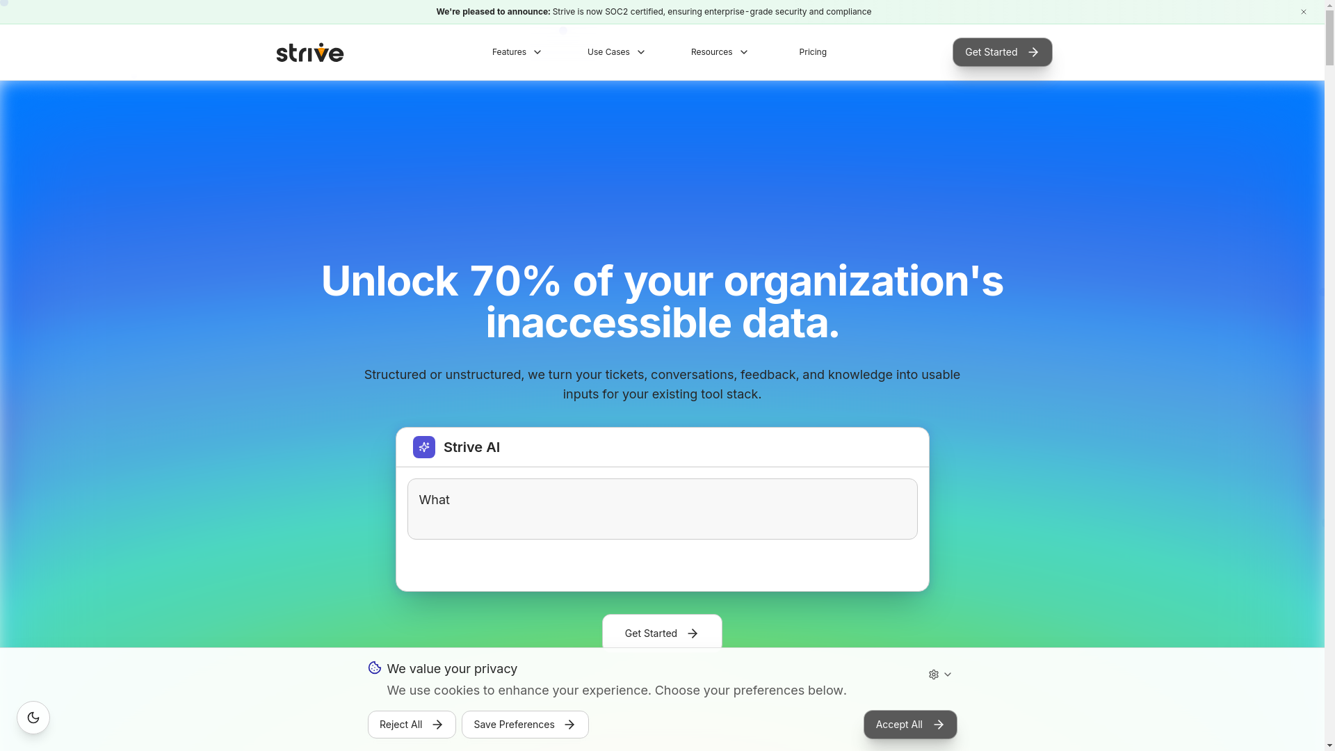 website screenshot of https://striveinbox.com/