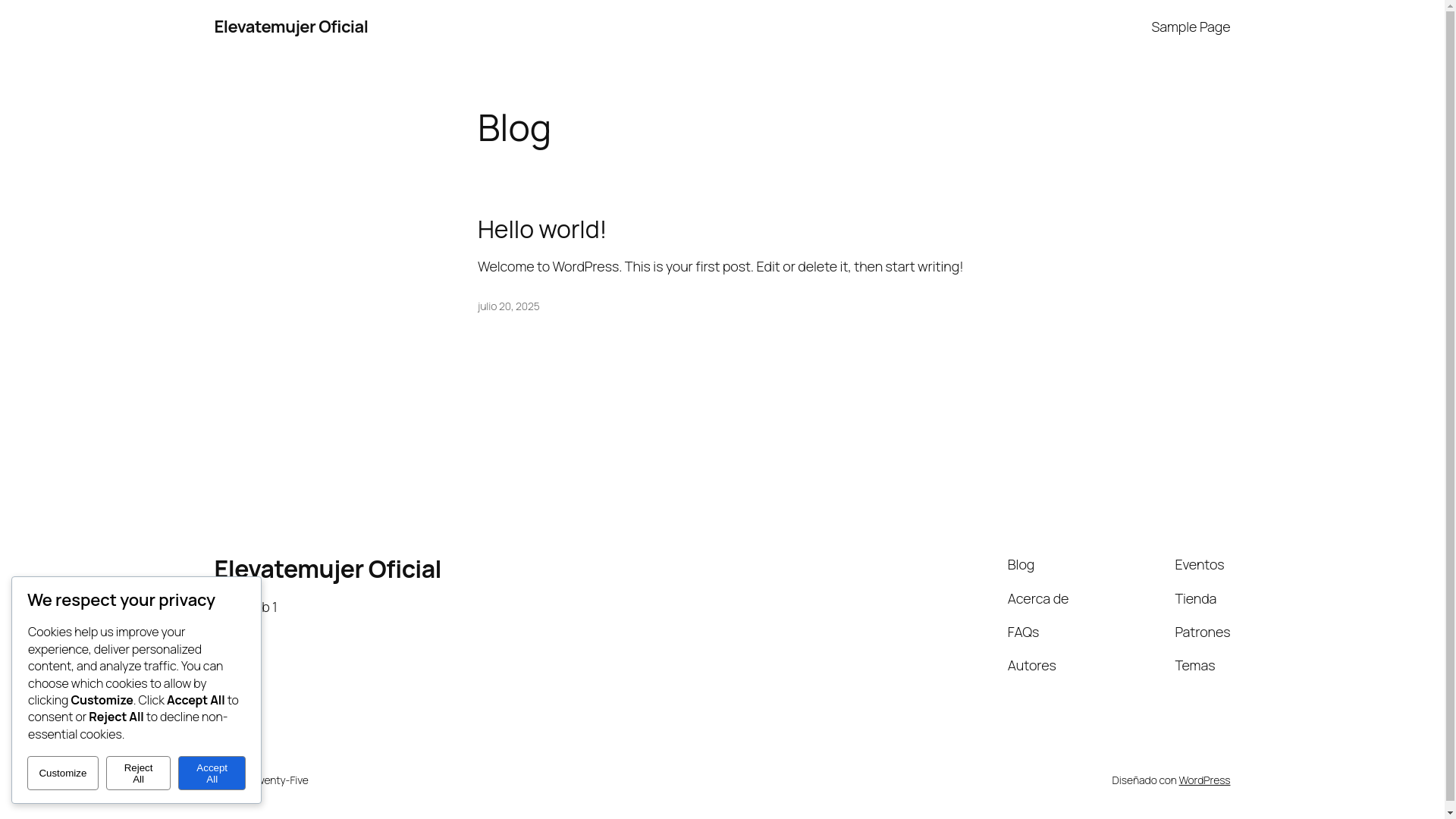website screenshot of https://clubelevatemujer.com/