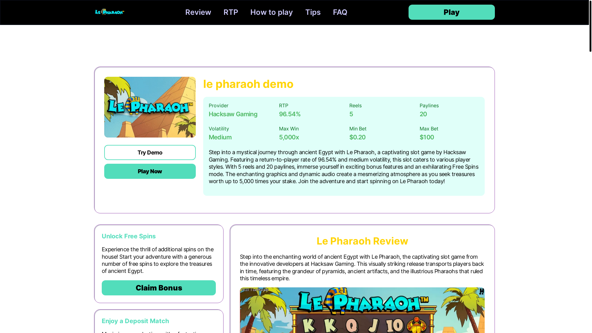 website screenshot of https://lepharaohslot.pages.dev/