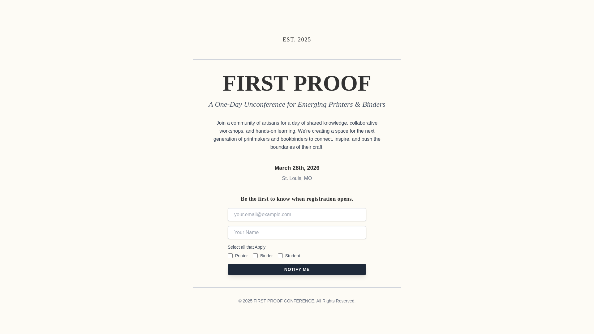 website screenshot of https://firstproofconference.com/