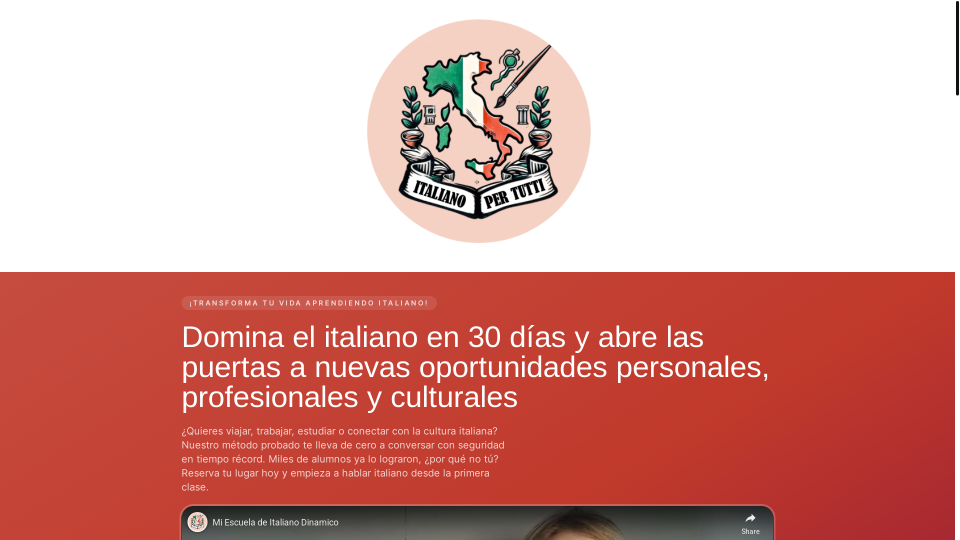 website screenshot of https://italianopertutti.online/