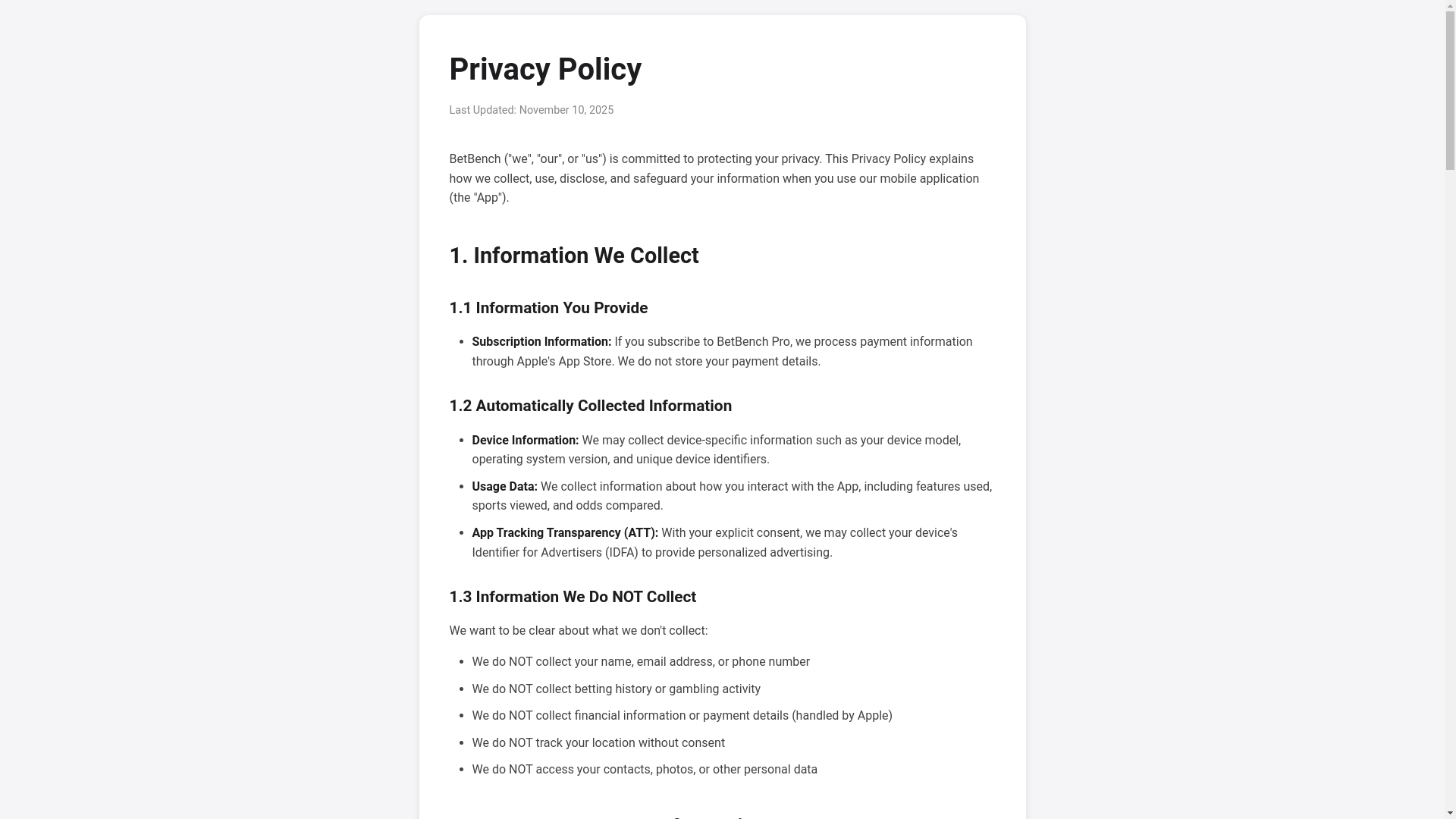 website screenshot of https://betbench-legal.pages.dev/