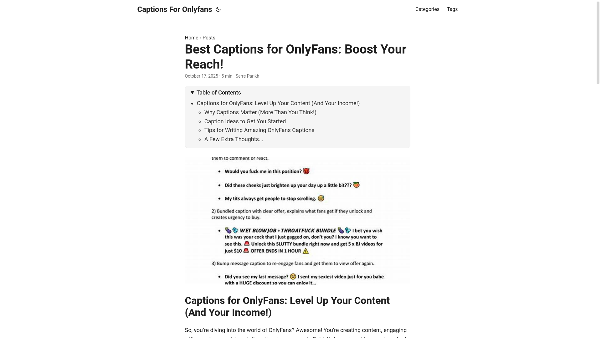 website screenshot of https://captions-for-onlyfans.pages.dev/