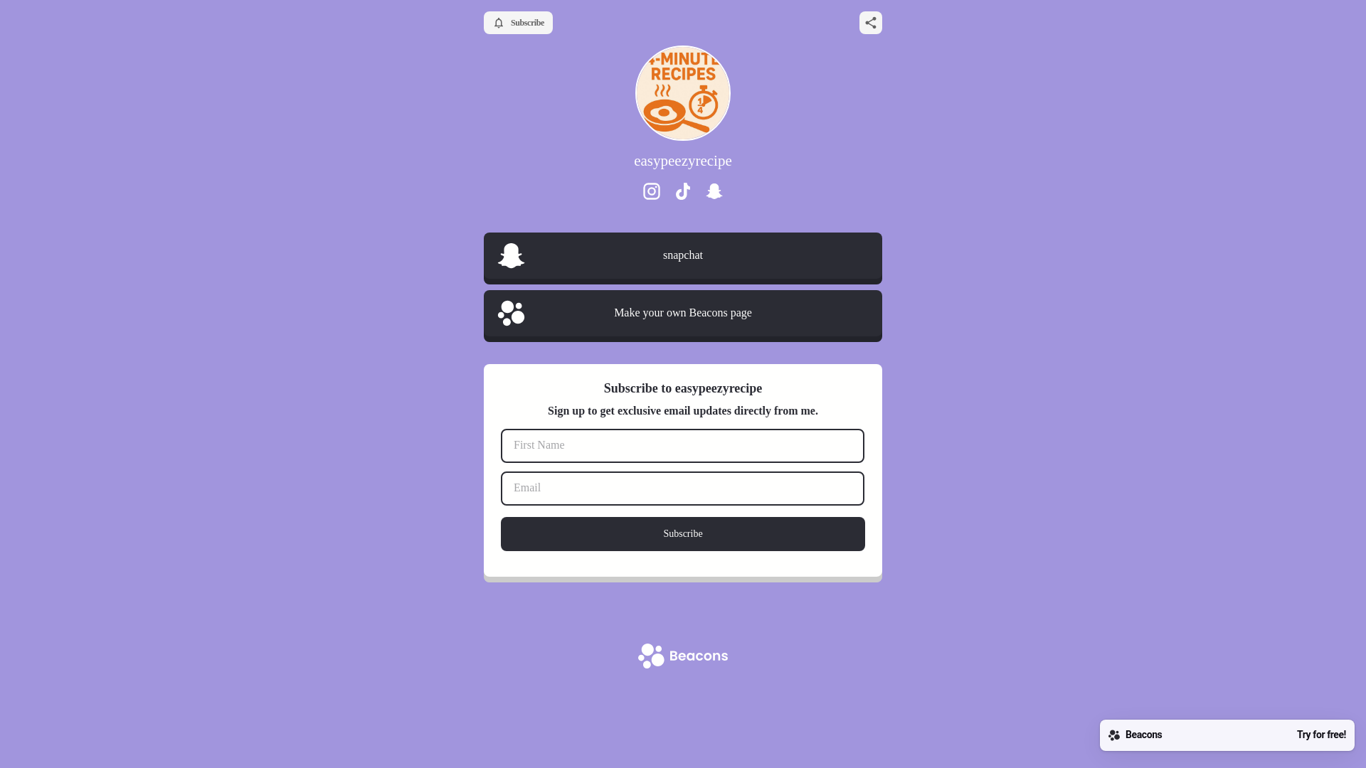 website screenshot of https://easypeezyrecipe.com/