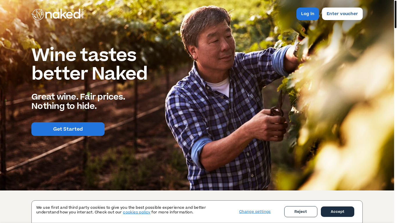 website screenshot of https://nakedwines.co.uk