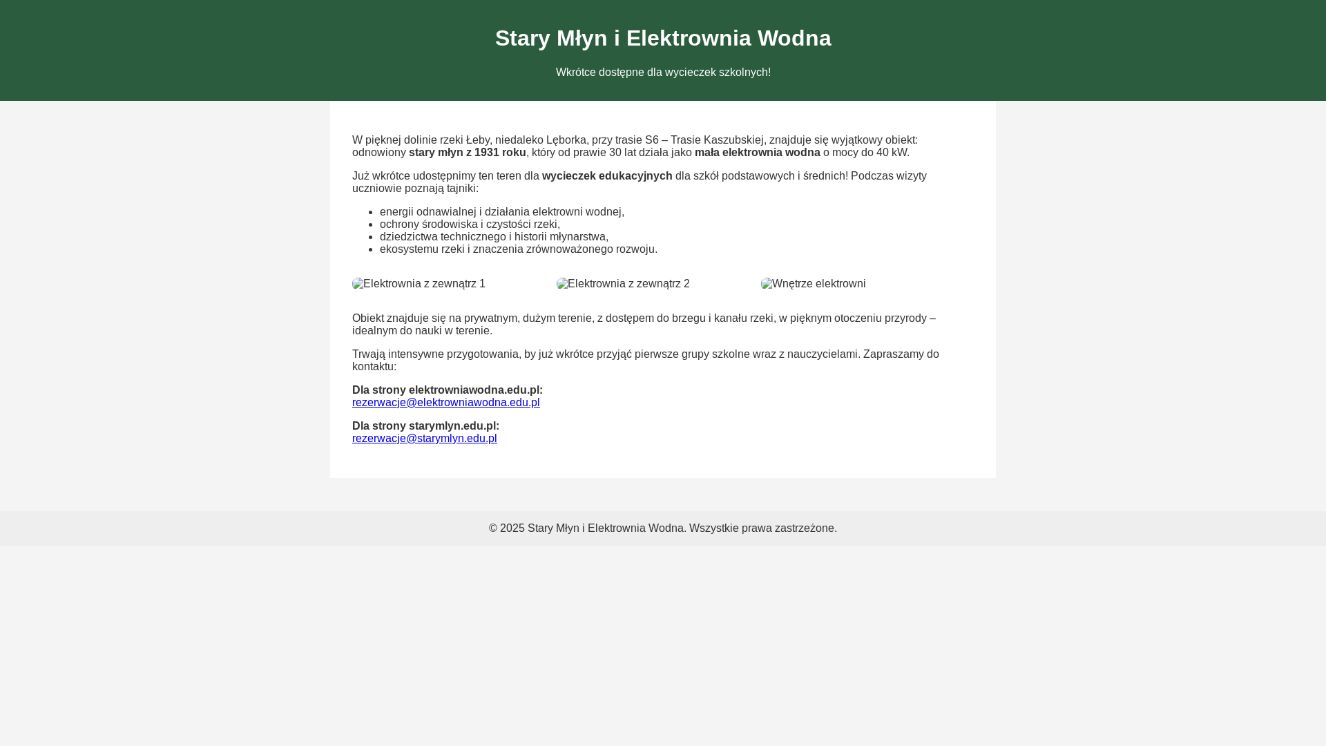 website screenshot of https://elektrowniawodna.edu.pl/