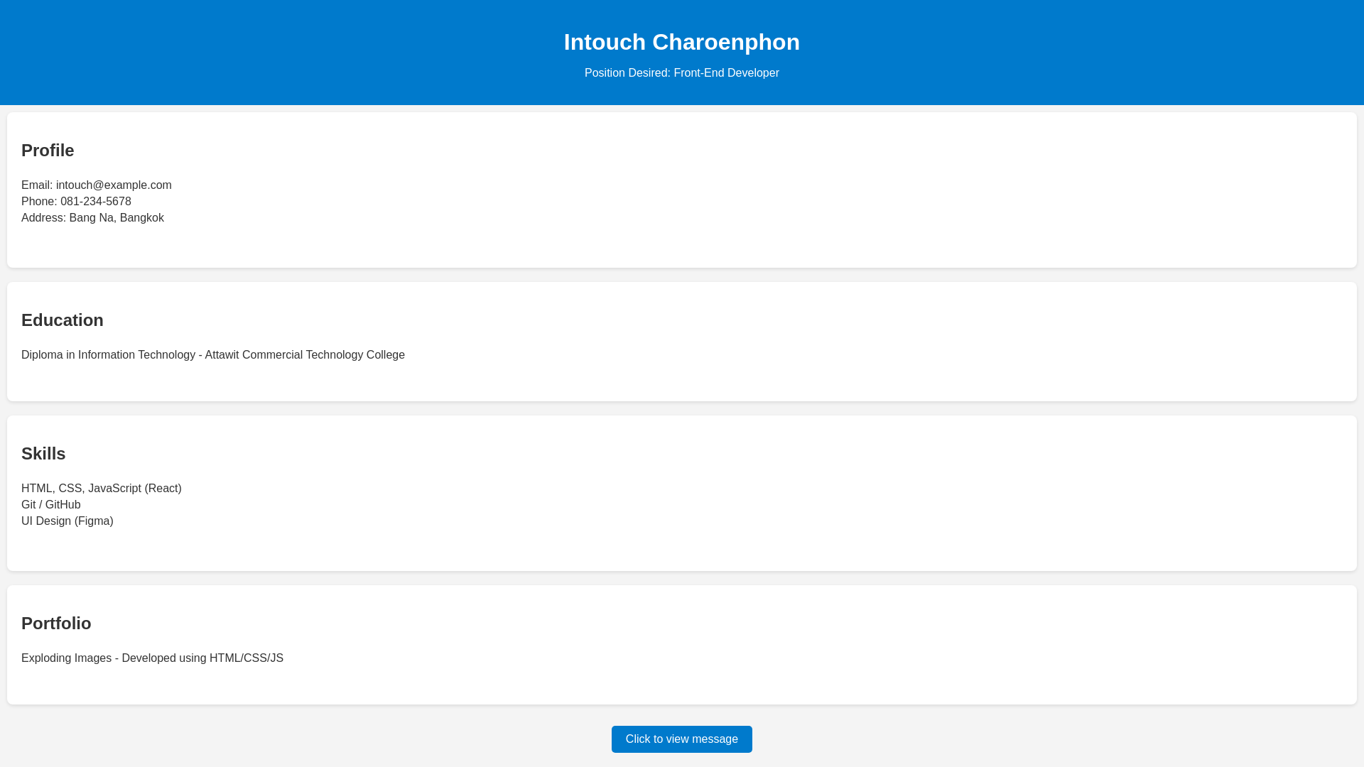 website screenshot of https://student-resume-9n8.pages.dev/