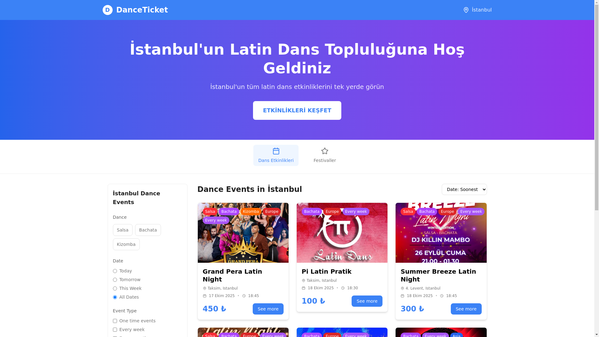website screenshot of https://latinnightsturkey.com/