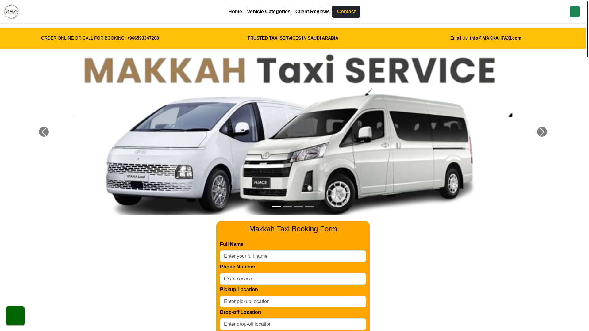 website screenshot of https://makkahtaxiservice.net/