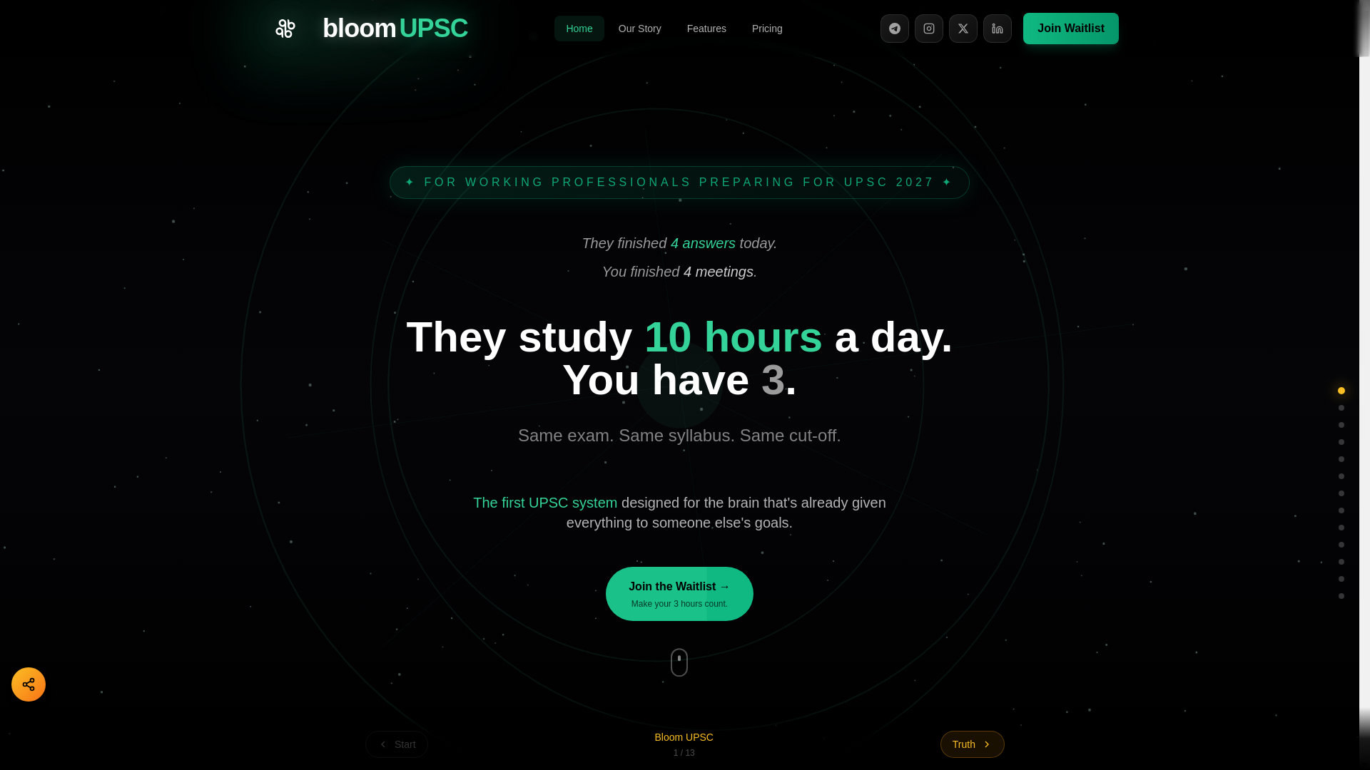 website screenshot of https://bloomupsc.com/