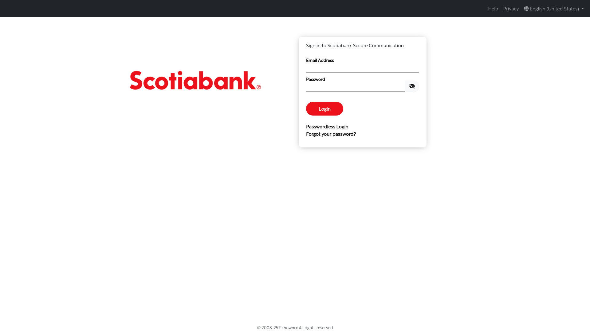 website screenshot of https://securemail.scotiabank.com