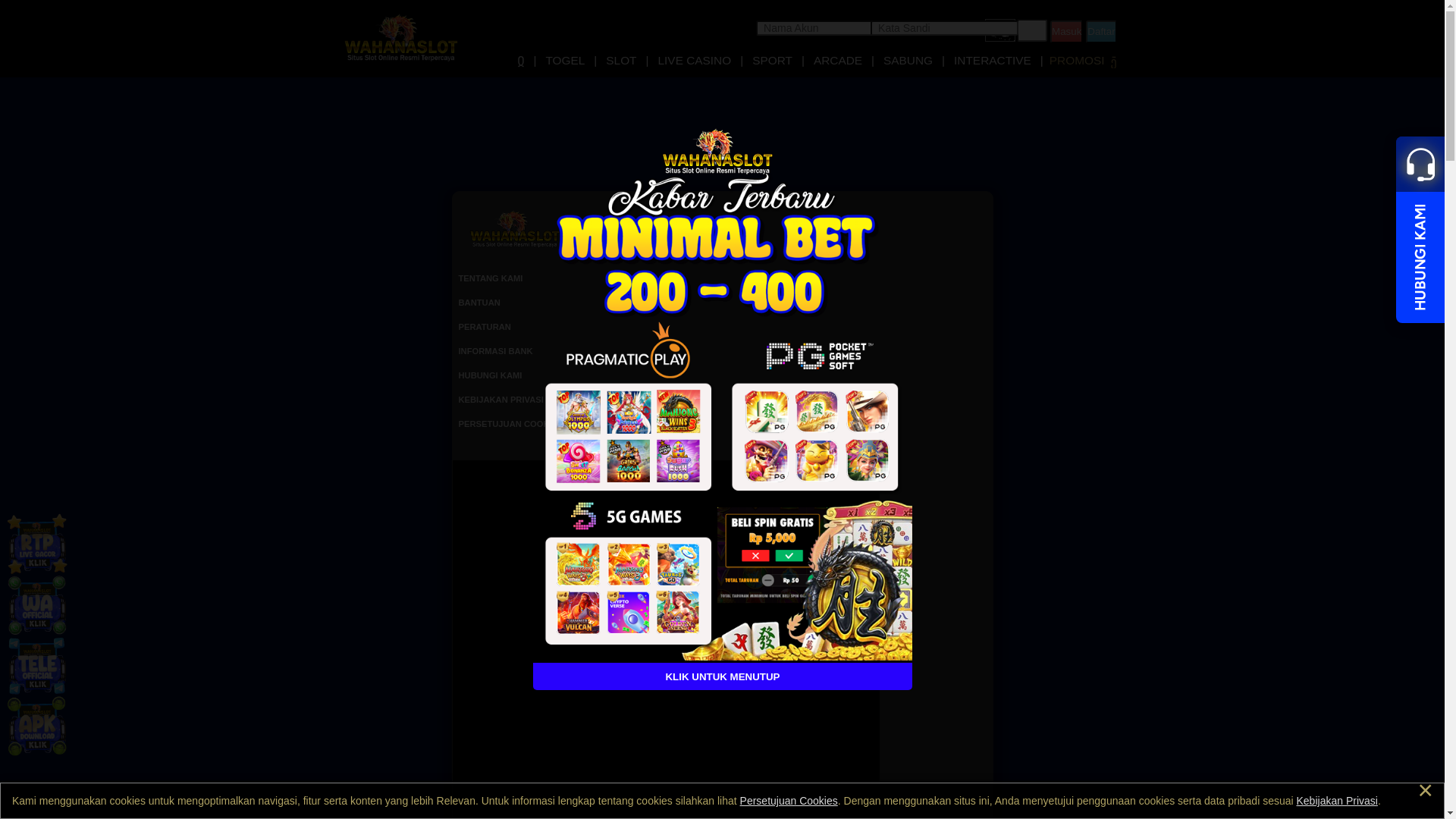 website screenshot of https://wahanaslotgg.com/