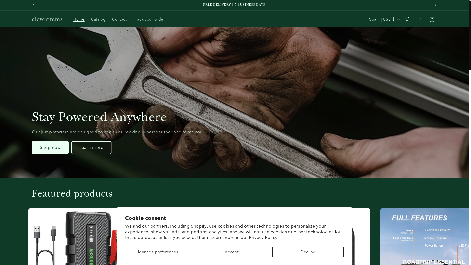 website screenshot of https://cleveritems.us/
