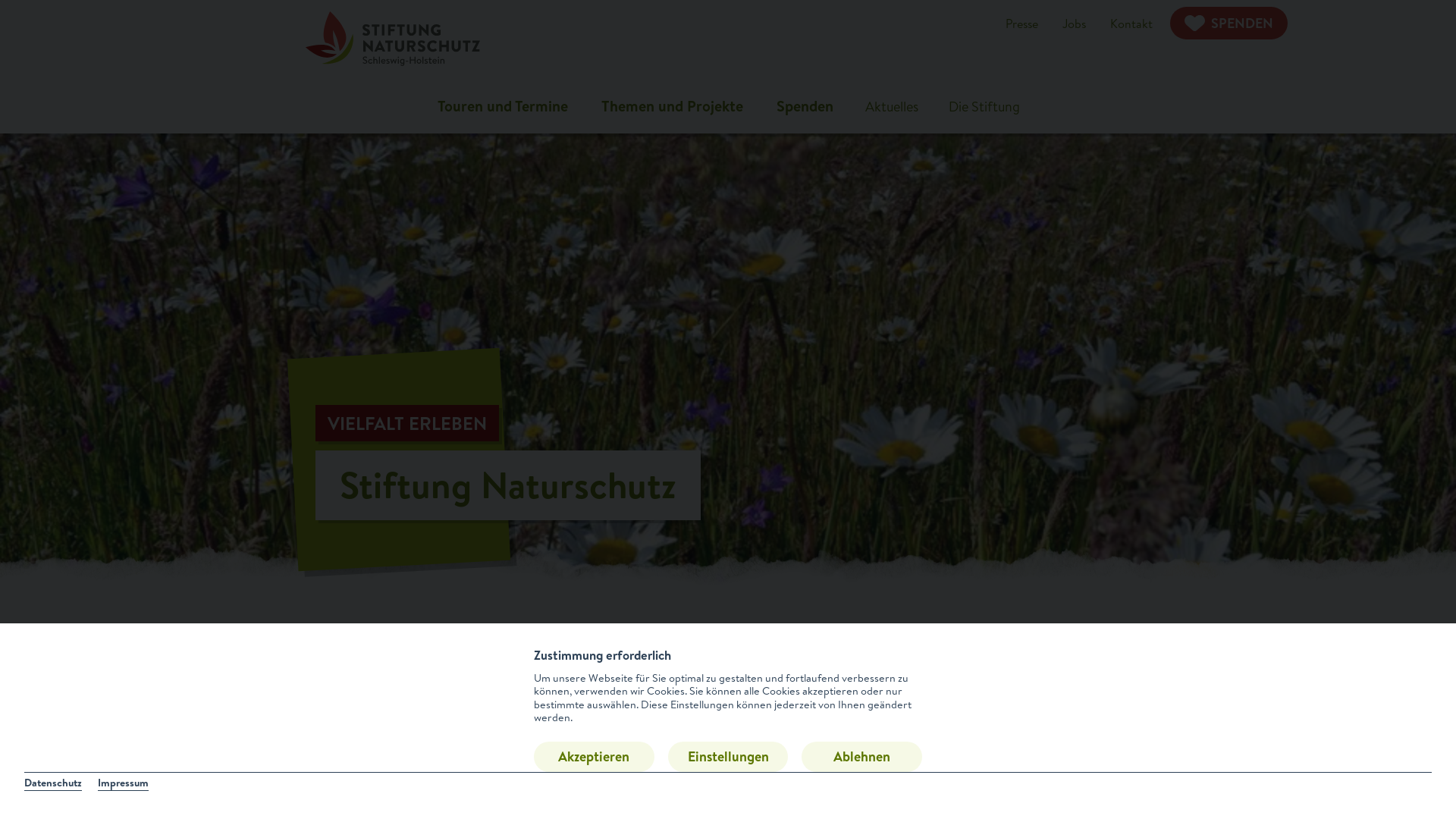 website screenshot of https://stiftungsland.de/