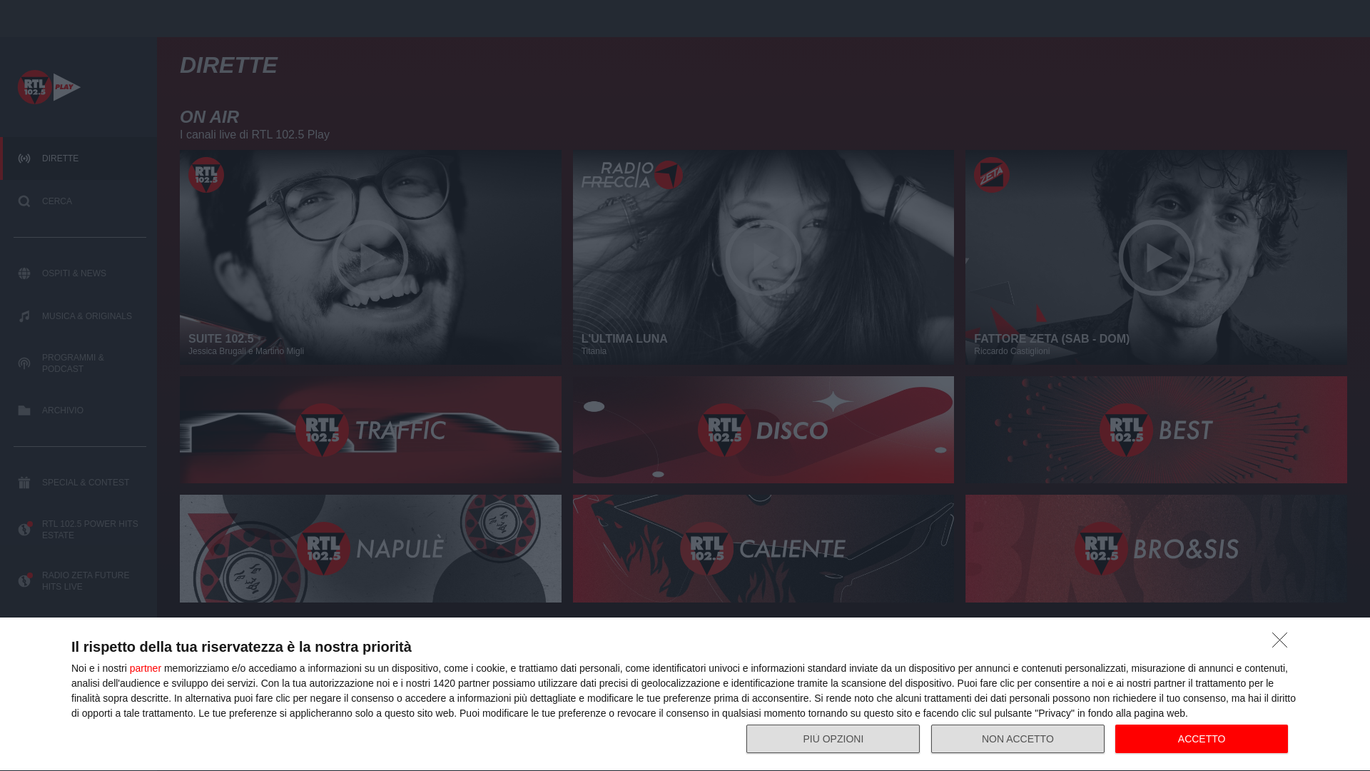 website screenshot of https://play.rtl.it/