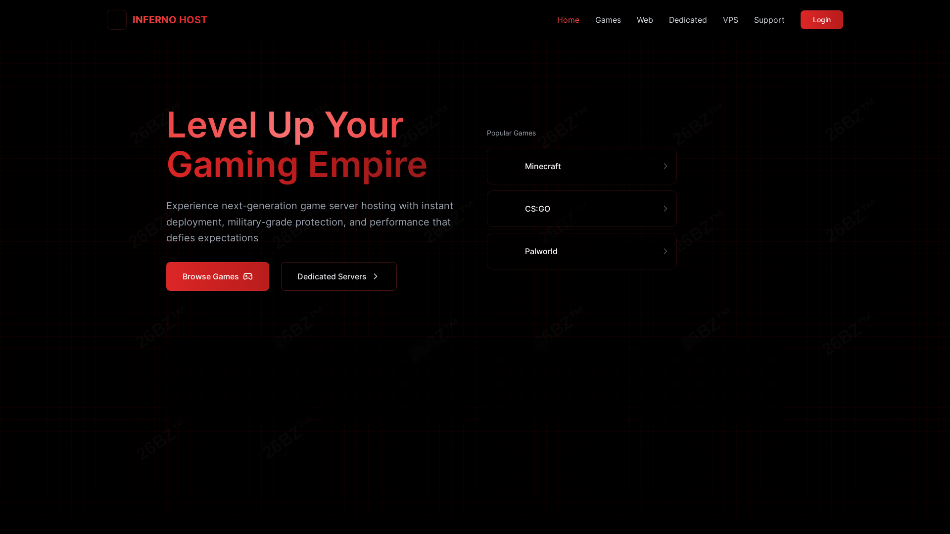 website screenshot of https://infernohost-template.pages.dev/