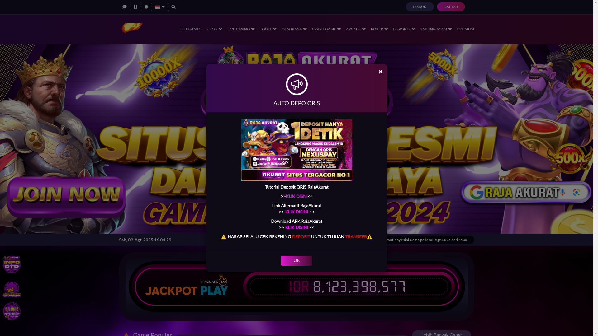 website screenshot of https://rajaakurat-keren01.shop/
