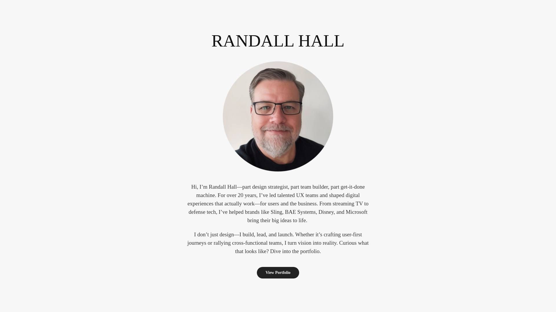 website screenshot of https://randallhall.cx/