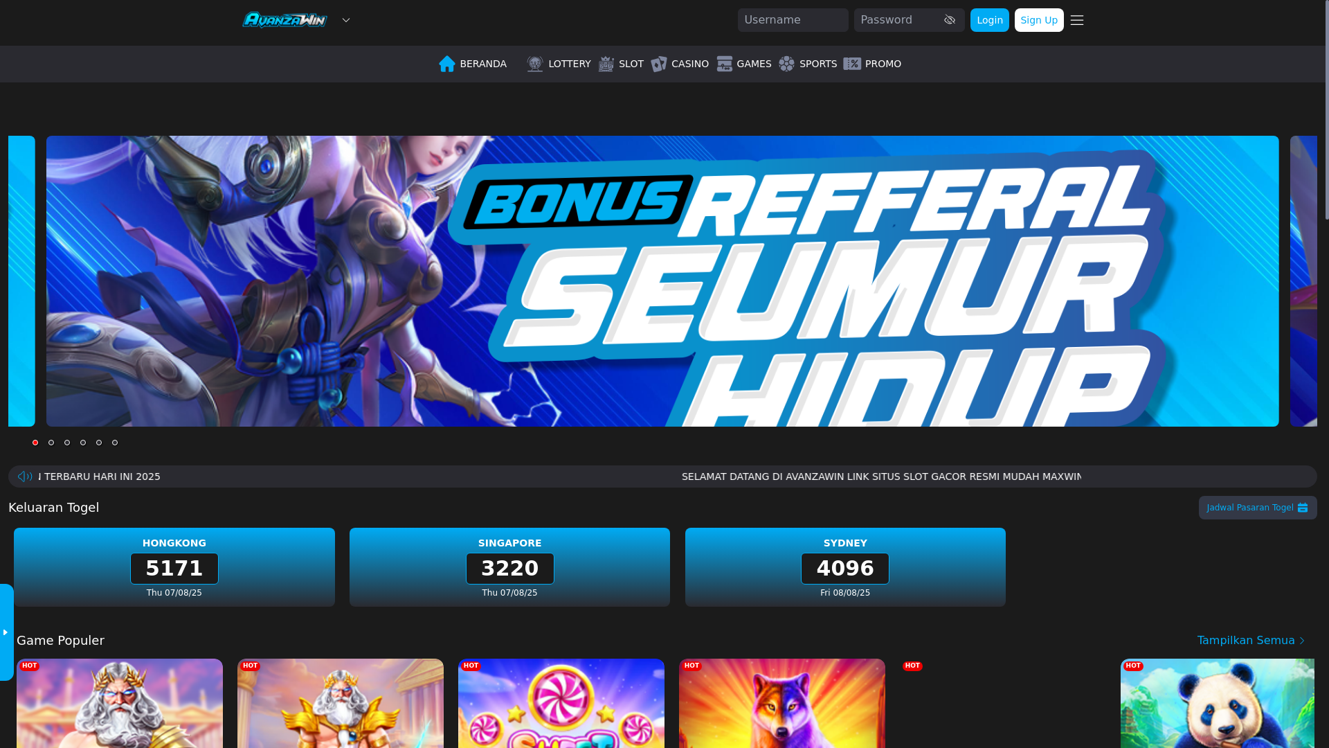 website screenshot of https://avanzawin.com/