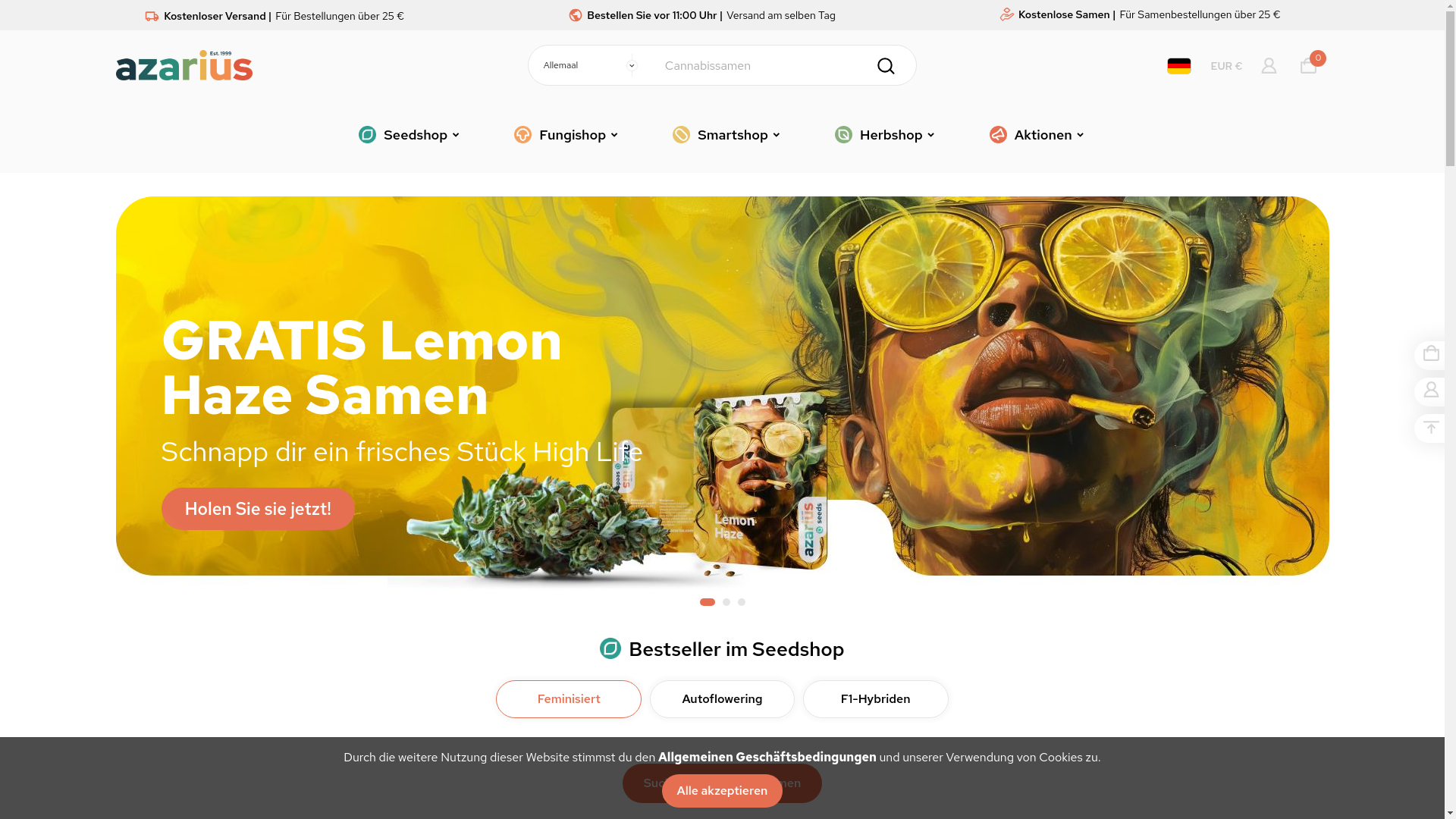 website screenshot of https://www.azarius.shop/