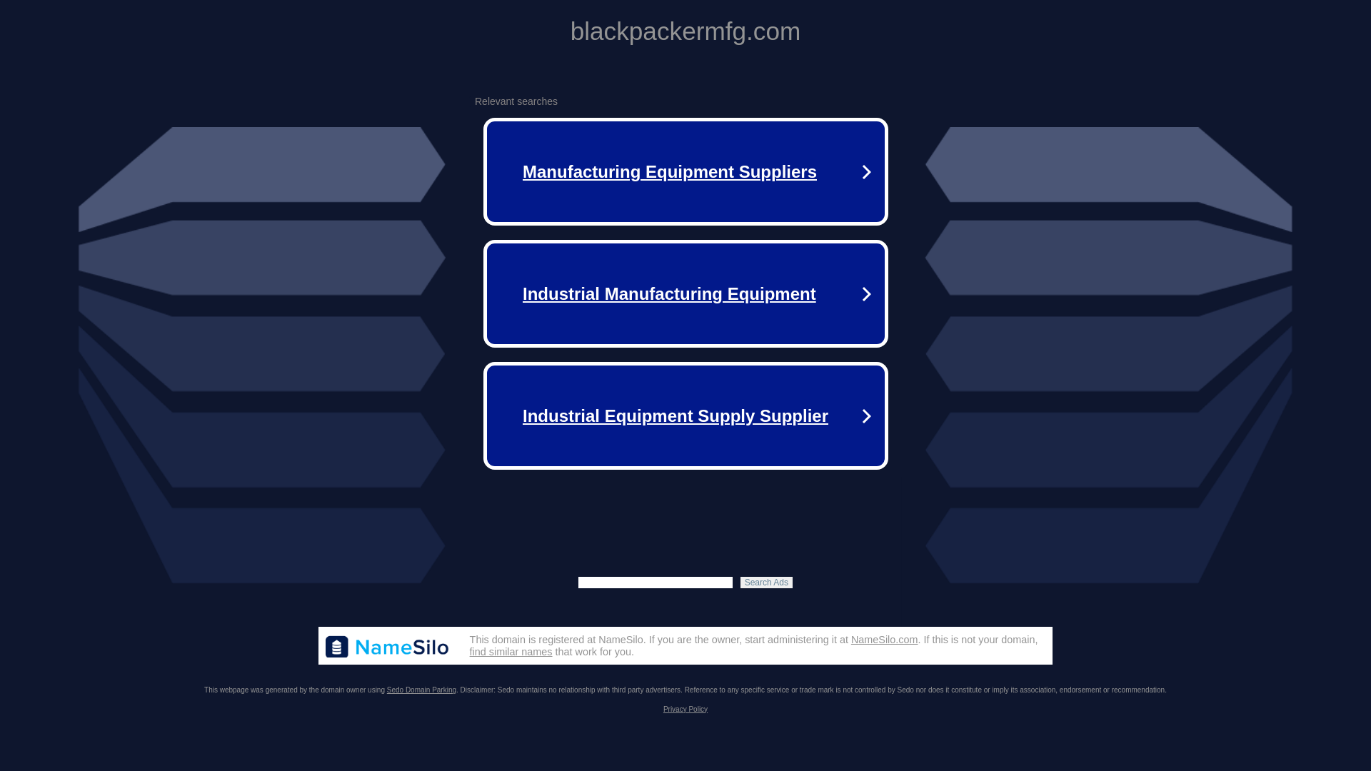 website screenshot of https://blackpackermfg.com/