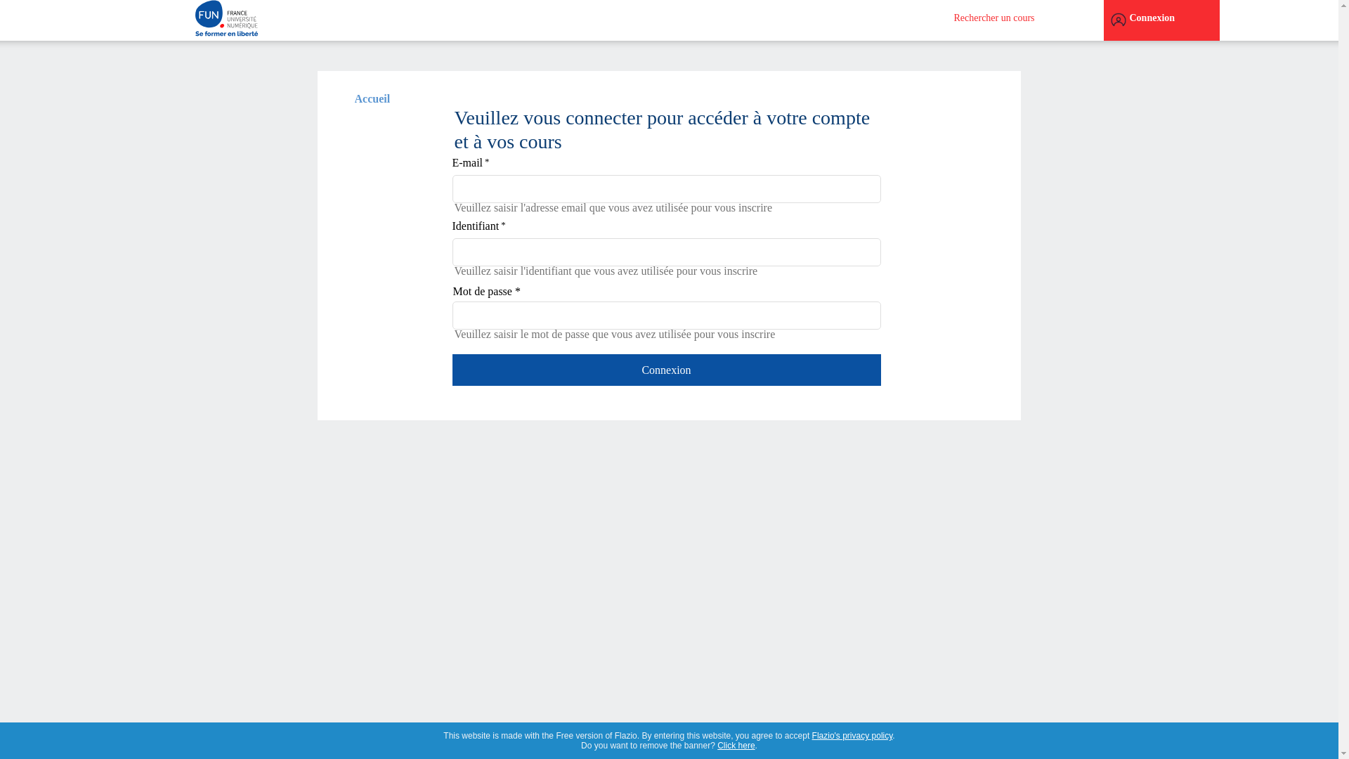website screenshot of https://france-universite-numerique.flazio.com/