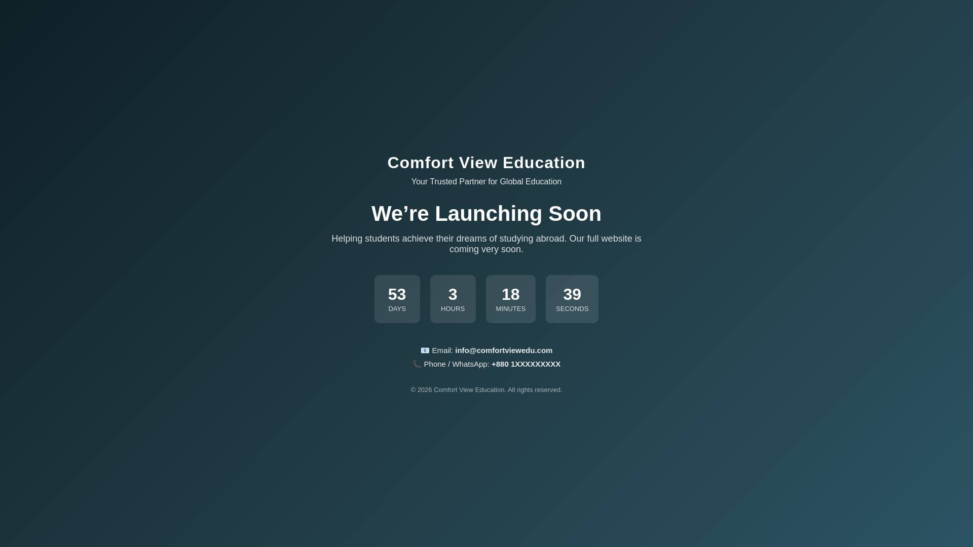 website screenshot of https://comfortviewedu.com/