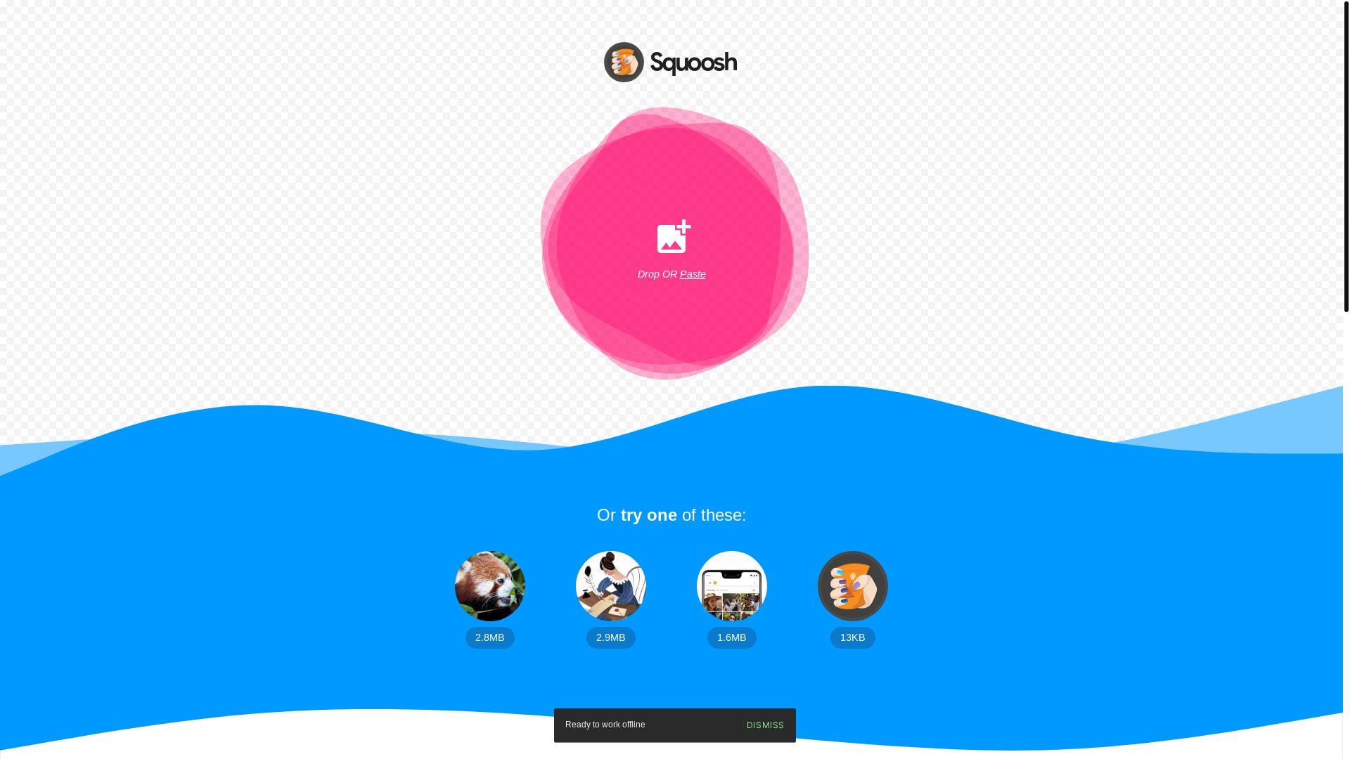 website screenshot of https://squoosh.app/