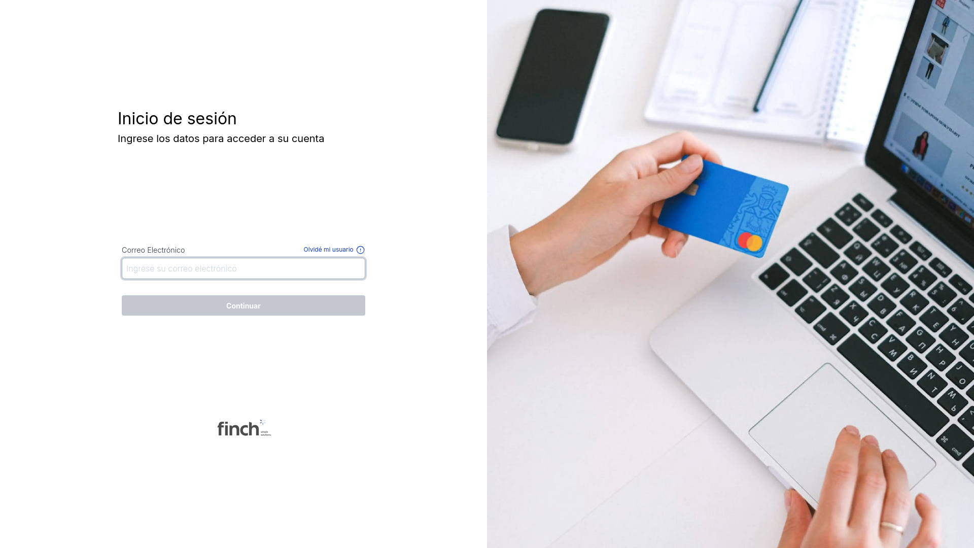 website screenshot of https://customers.finch.lat/
