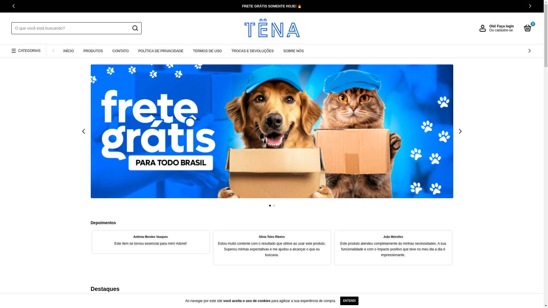 website screenshot of https://tenapets.com.br/