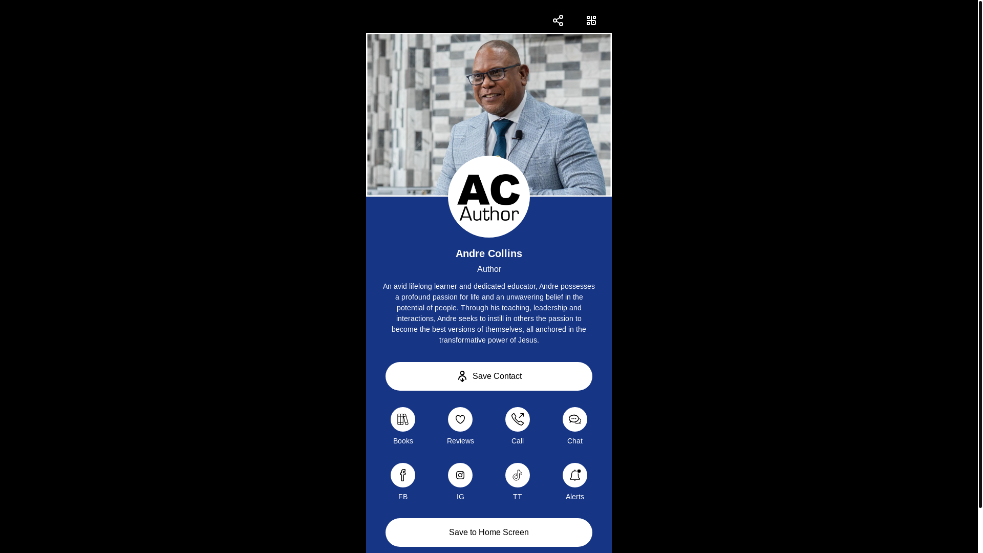 website screenshot of https://andrecollins.me/