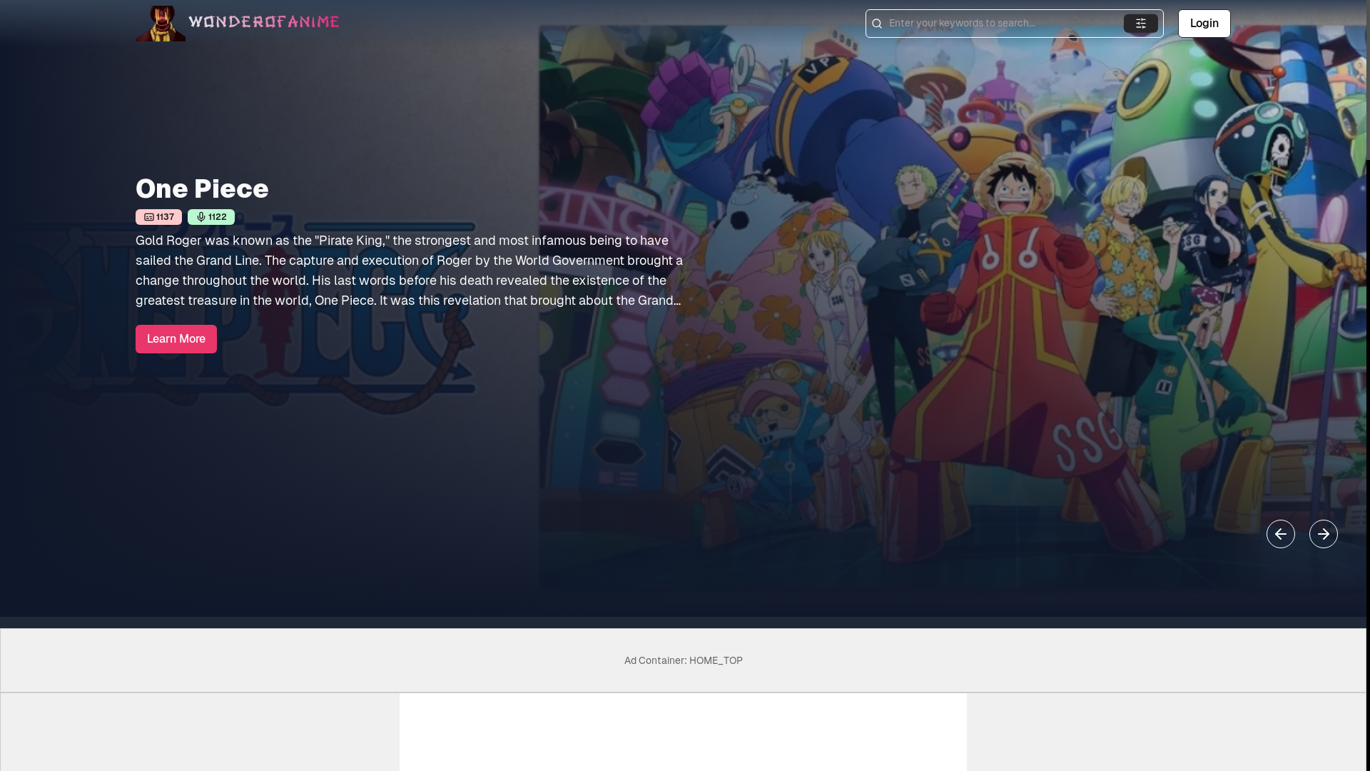 website screenshot of https://wonderofanime.com/
