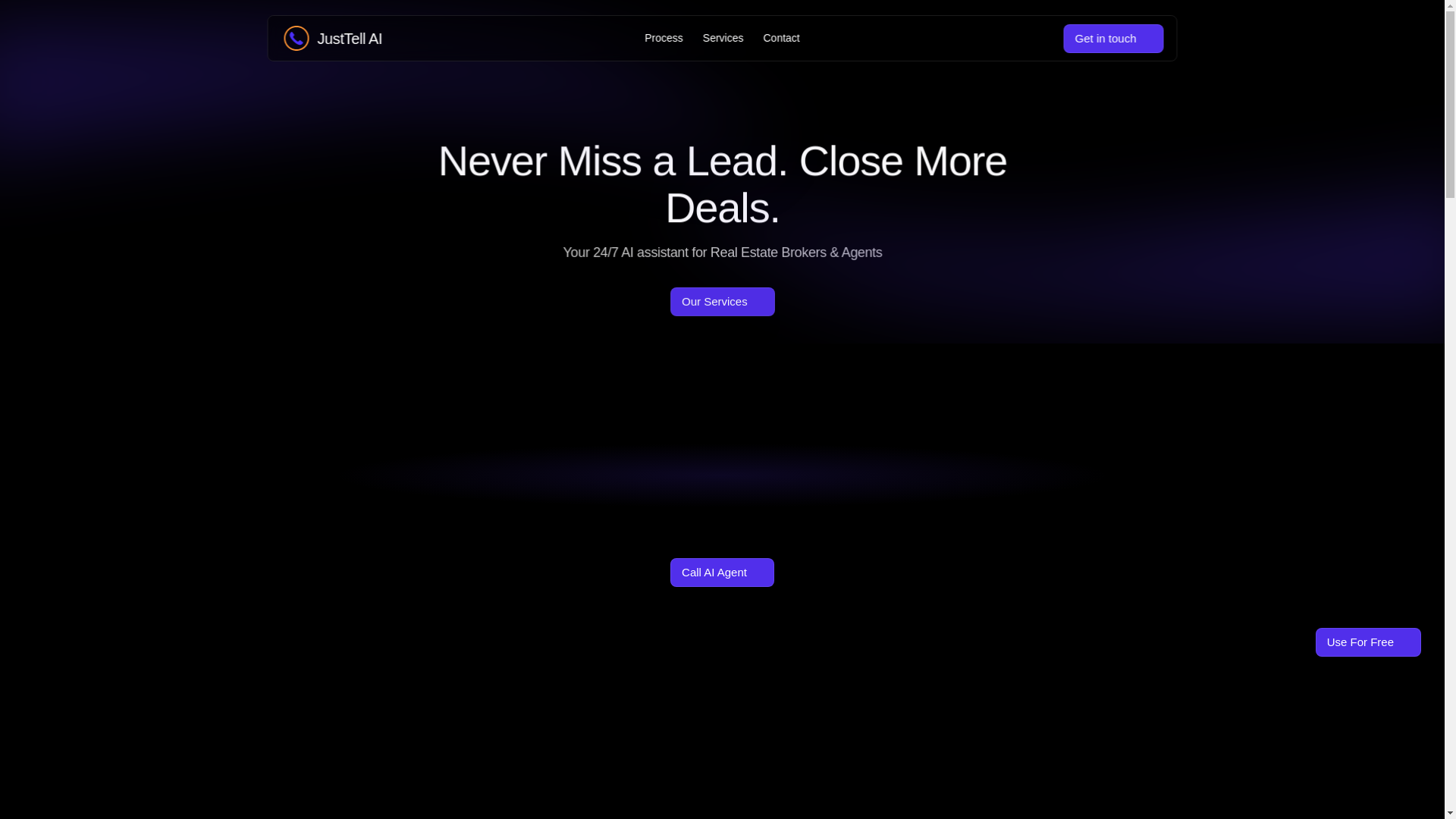website screenshot of https://justtell.ai/