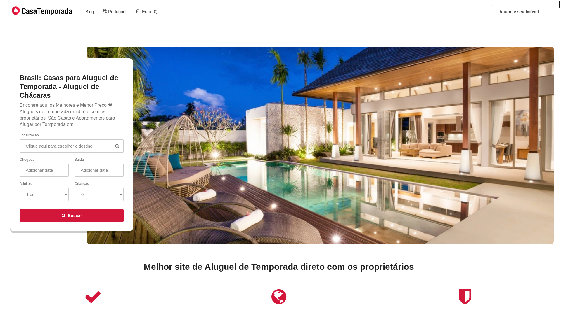website screenshot of https://alugueldechacaras.com.br/