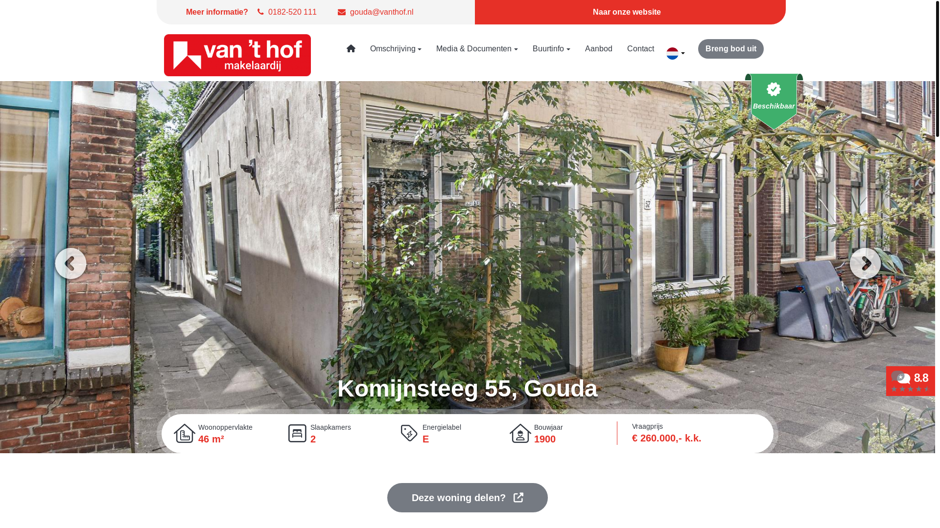 website screenshot of https://komijnsteeg55.nl/