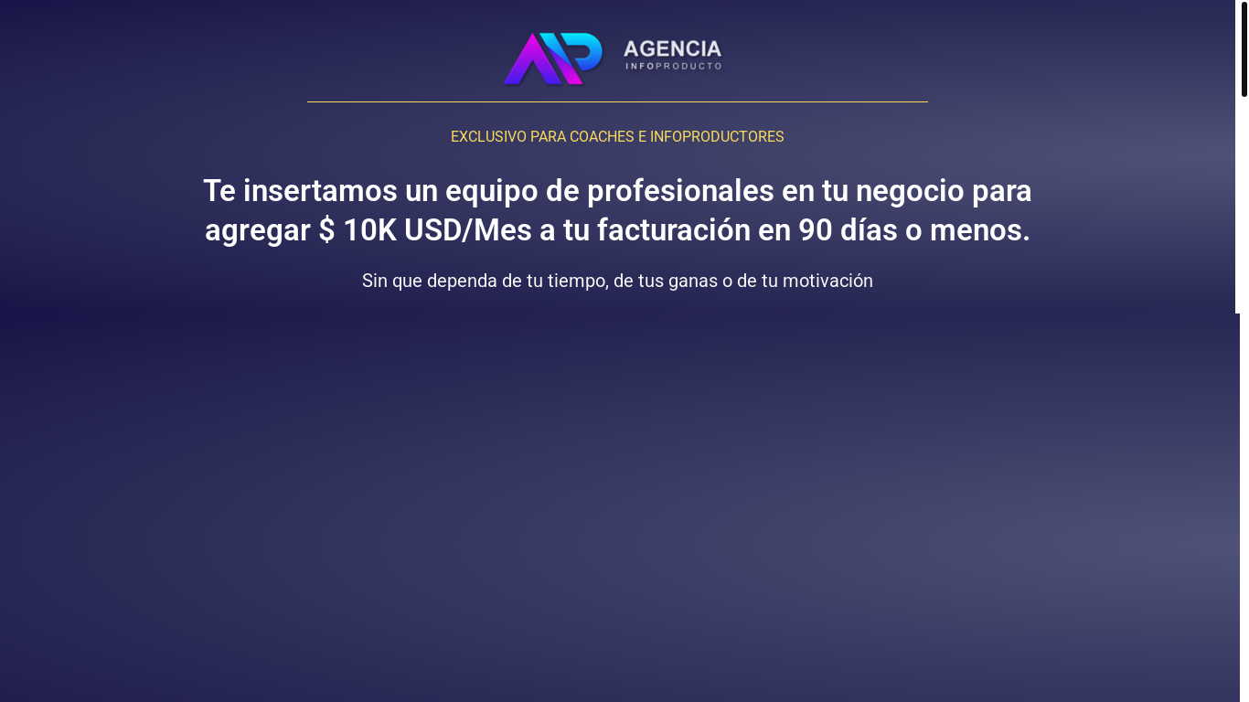 website screenshot of https://agenciasinfoproducto.com/