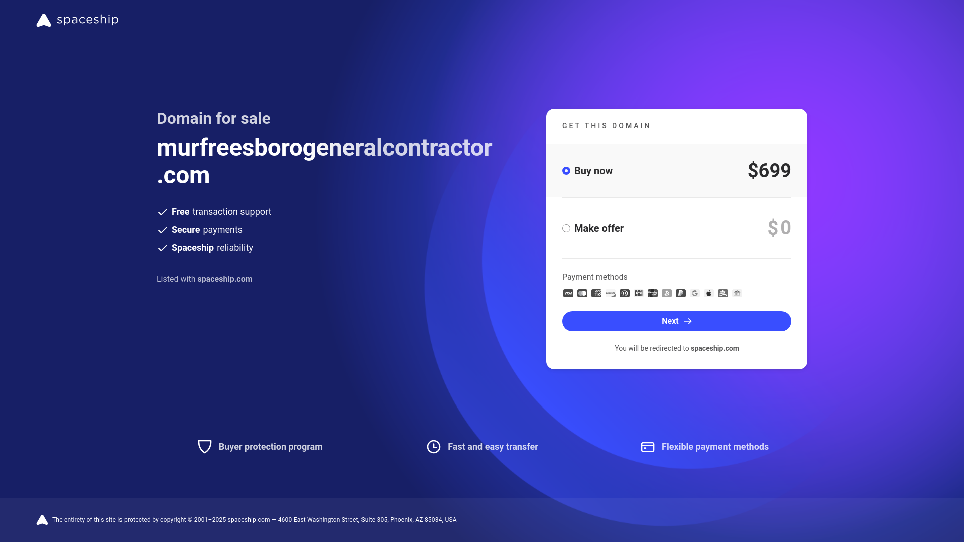 website screenshot of https://murfreesborogeneralcontractor.com/