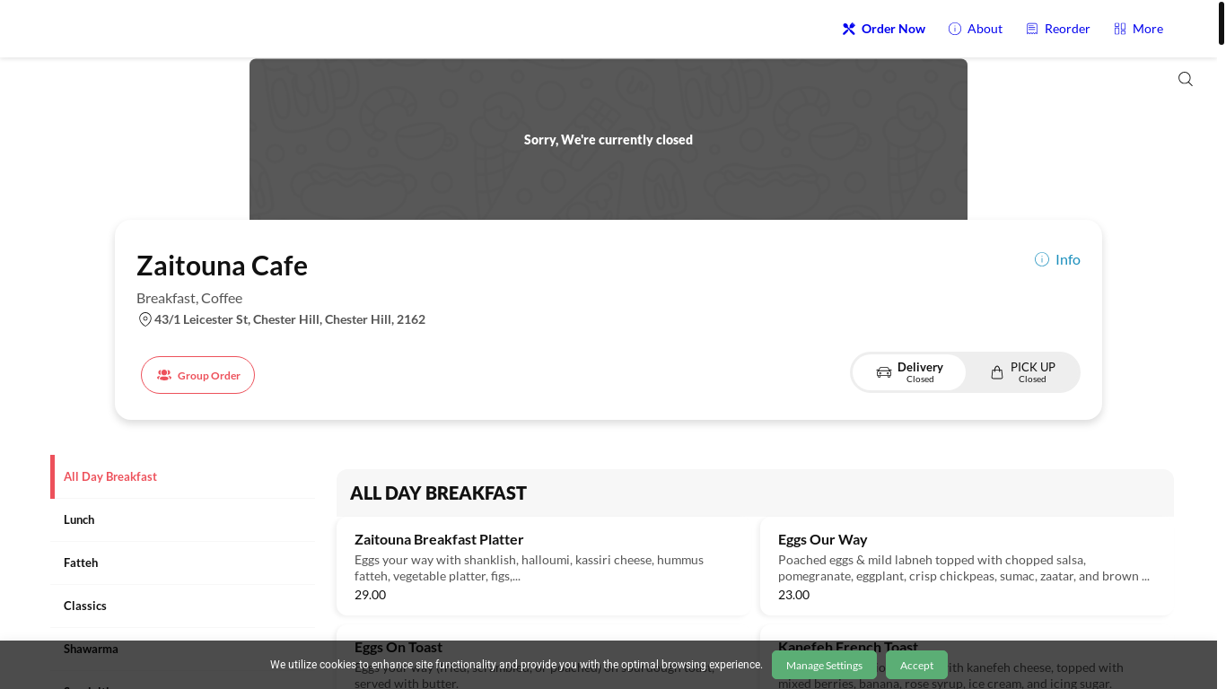 website screenshot of https://zaitounacafechesterhill.com.au/