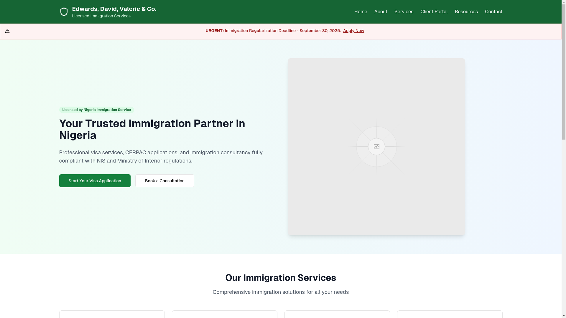 website screenshot of https://edvglobalservices.com/