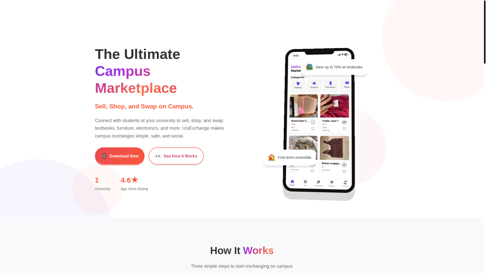 website screenshot of https://uniexchangewebsite.pages.dev/