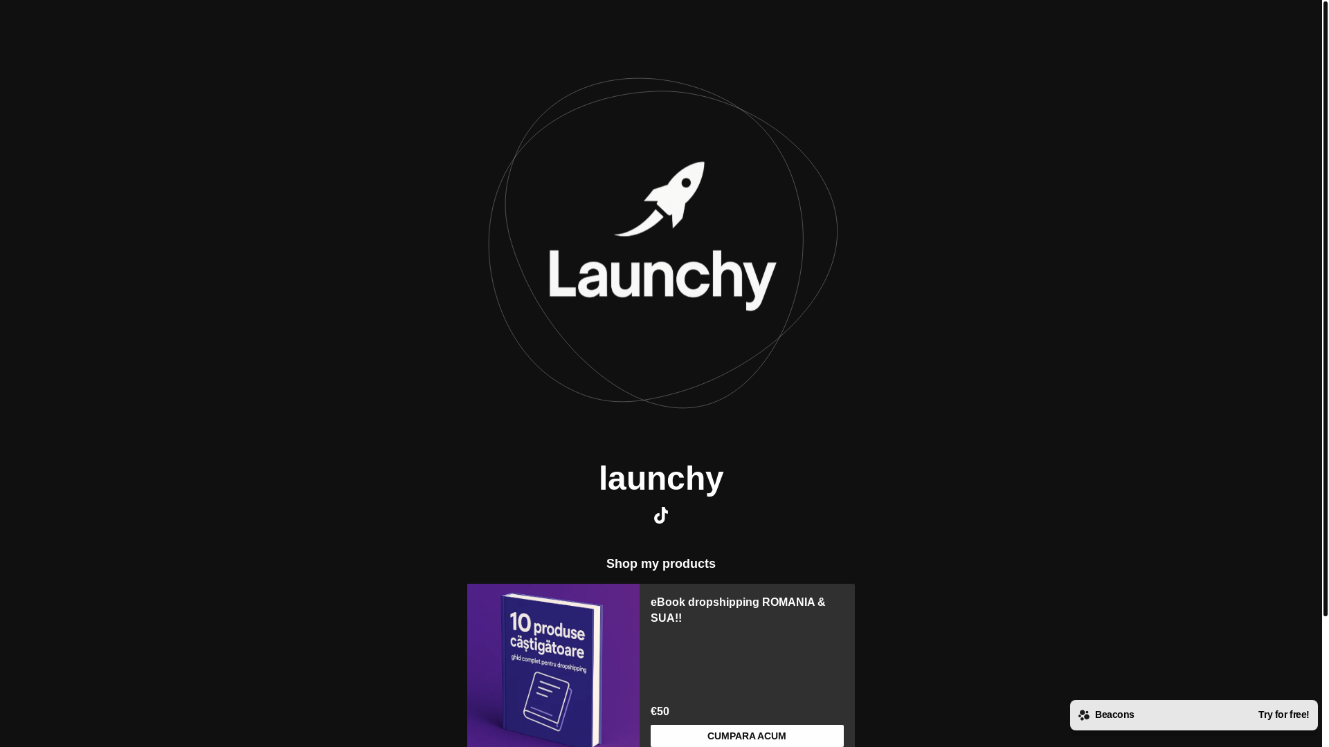 website screenshot of https://launchy.store/