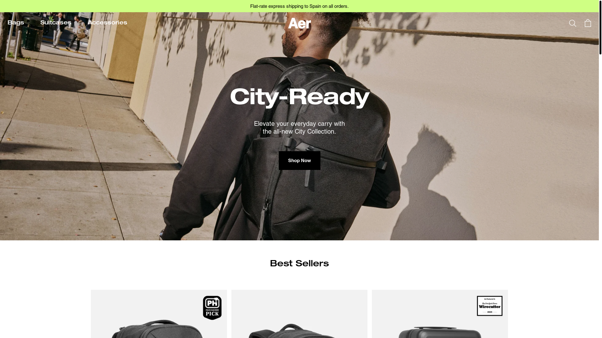 website screenshot of https://aersf.com