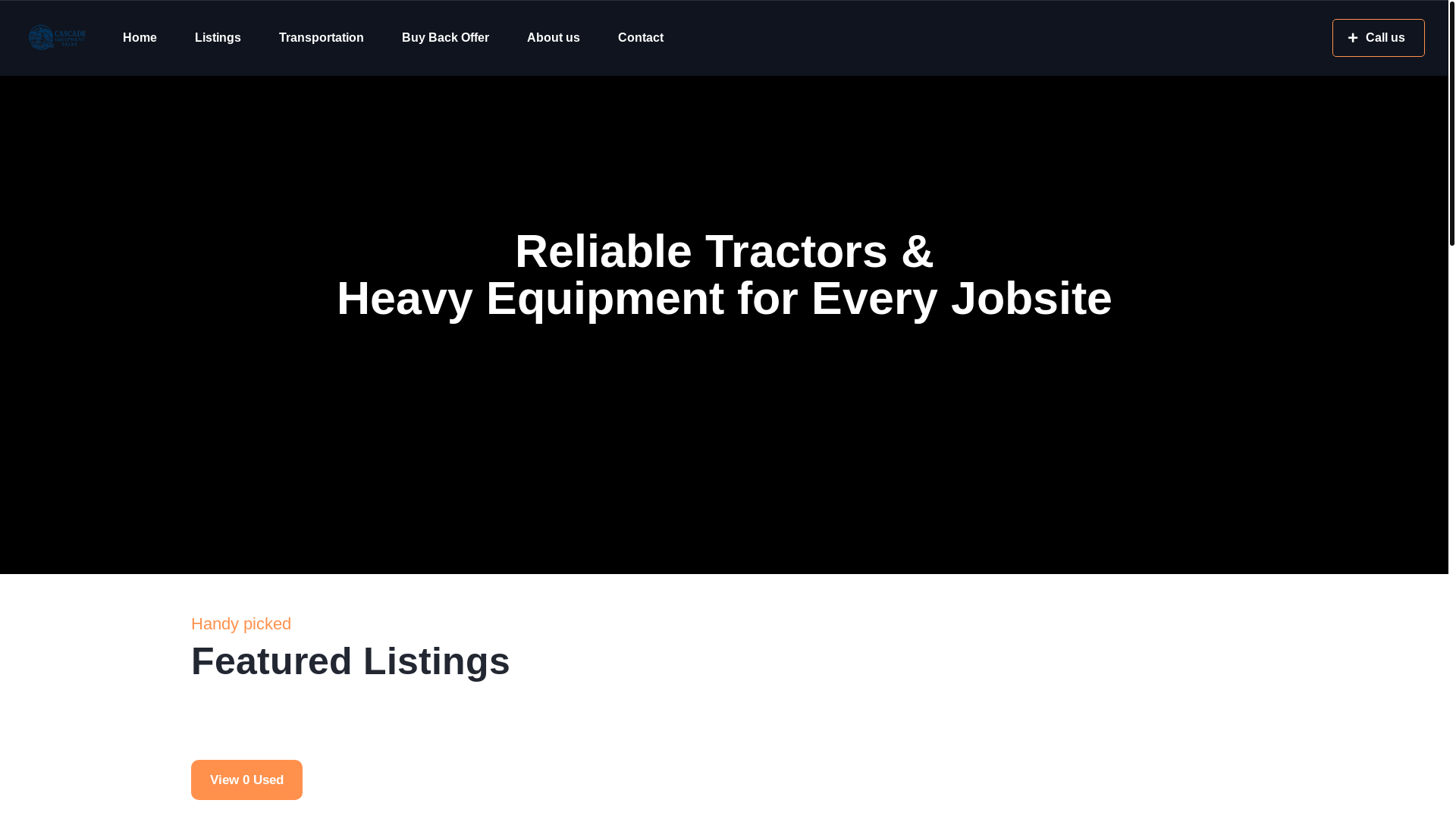 website screenshot of https://cascadeequipments.com/