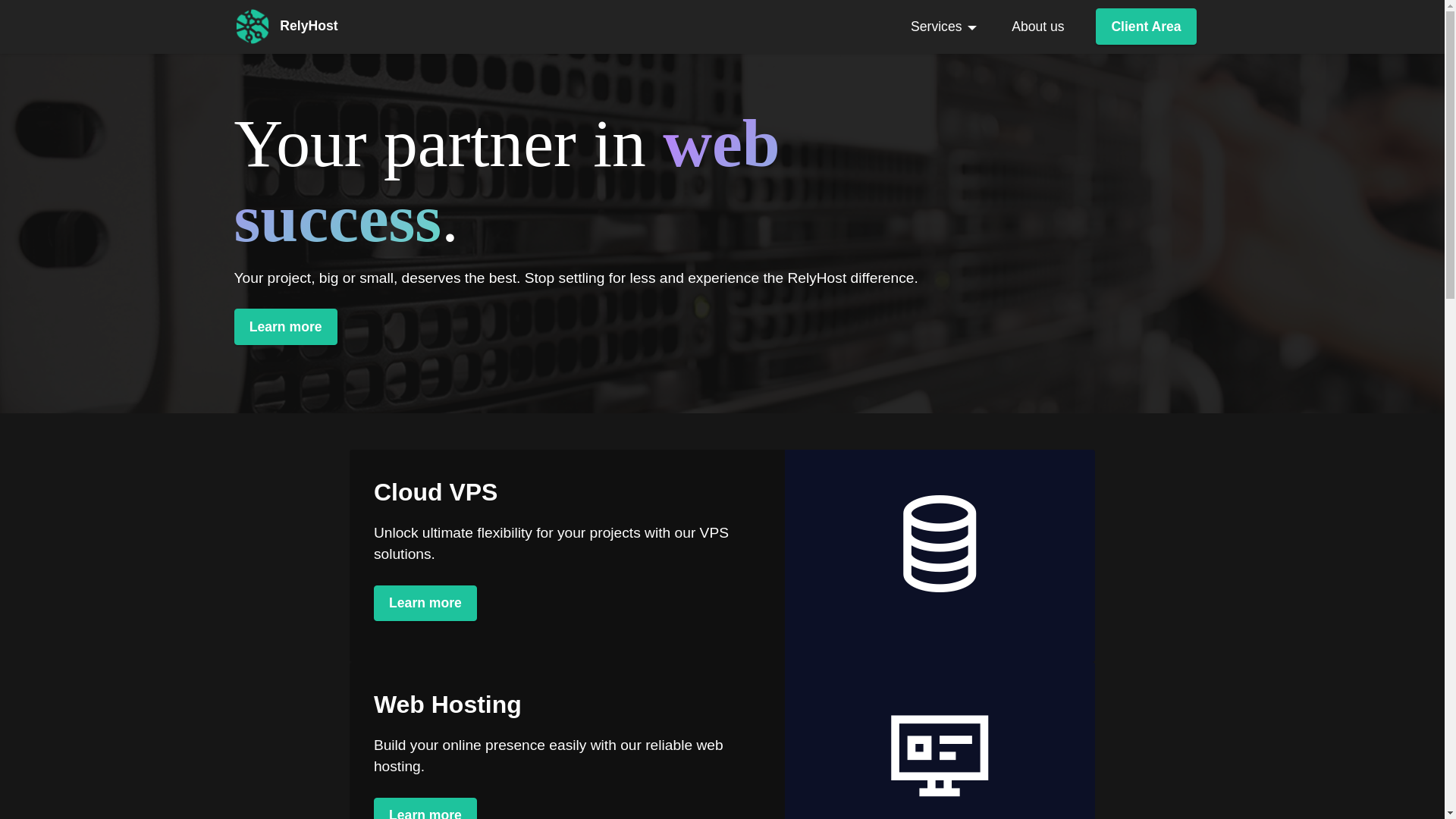 website screenshot of https://relyhost-site.pages.dev/