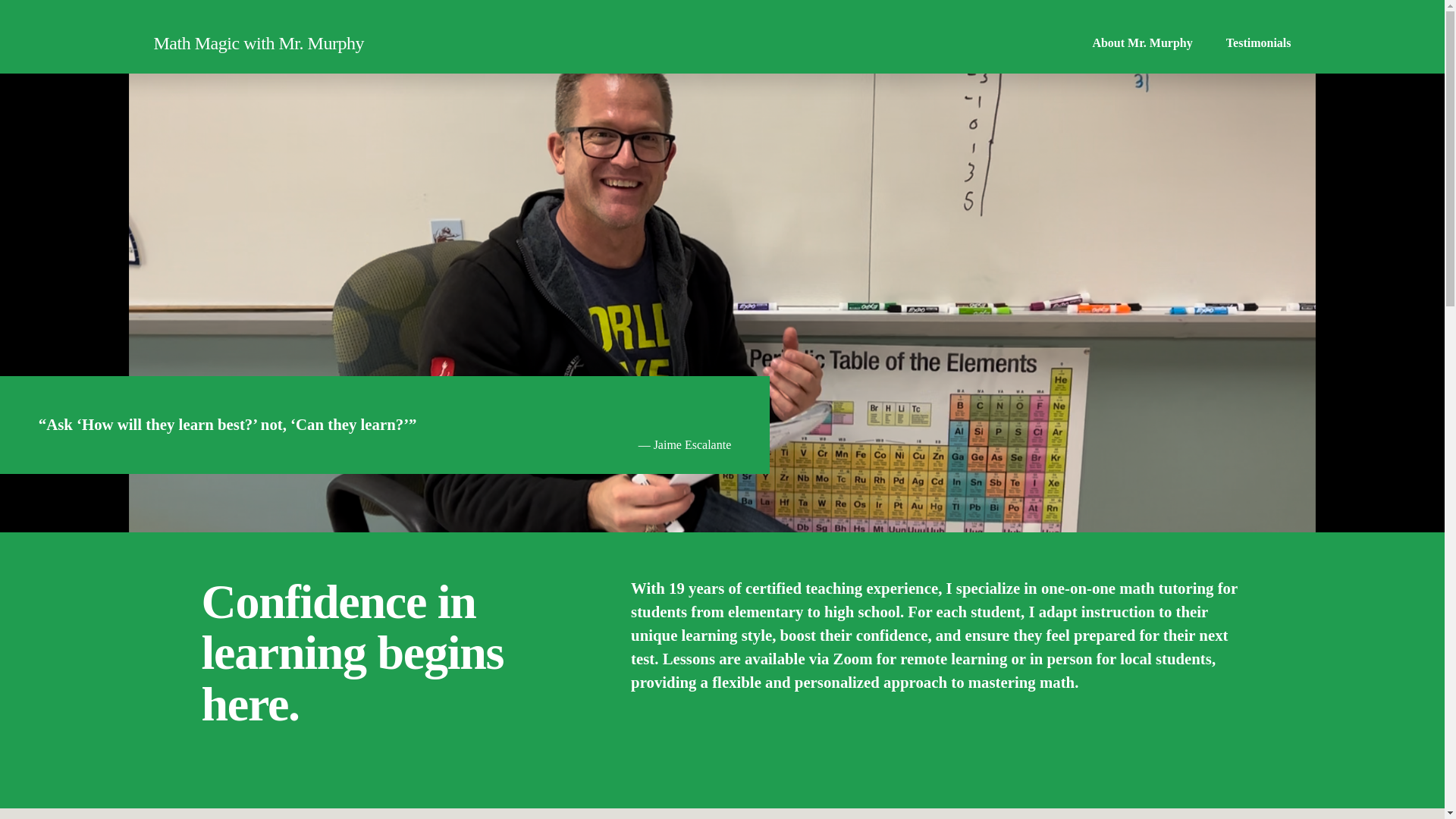 website screenshot of https://mathmagicwithmrmurphy.com/