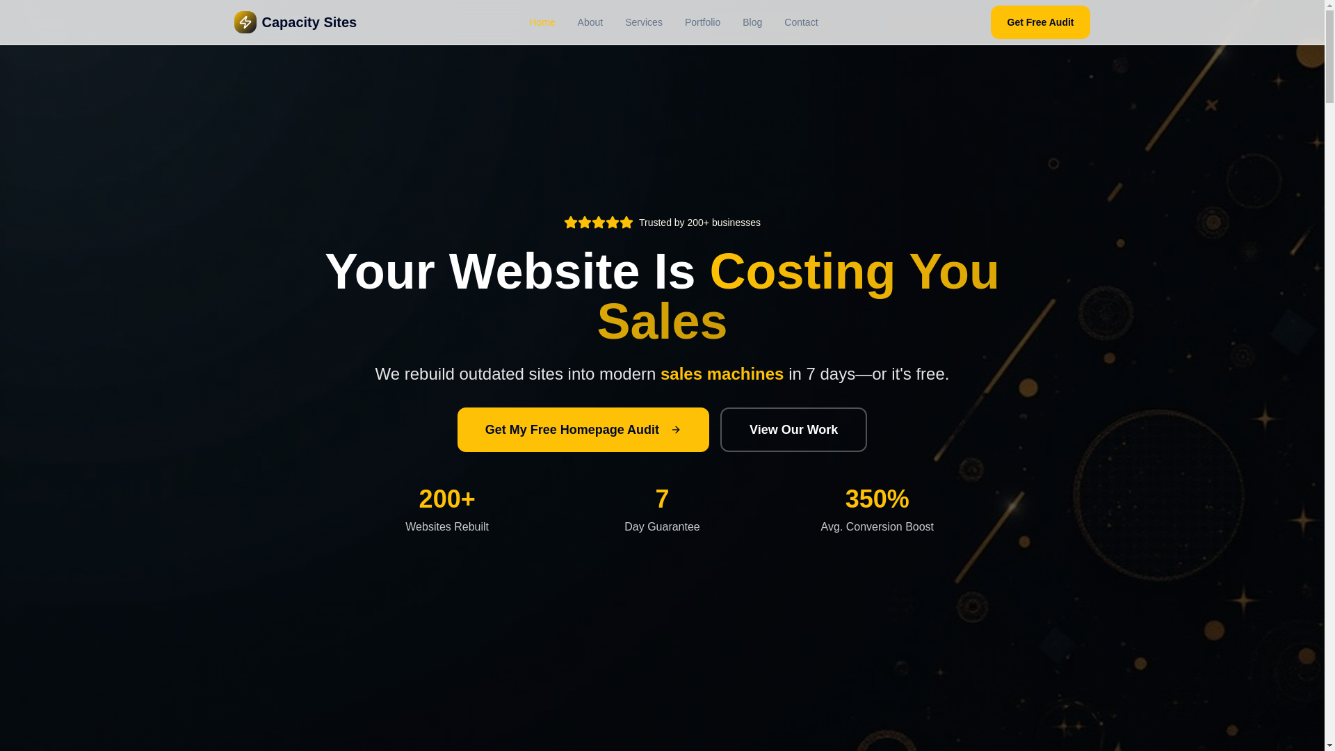 website screenshot of https://capacitysites.com/